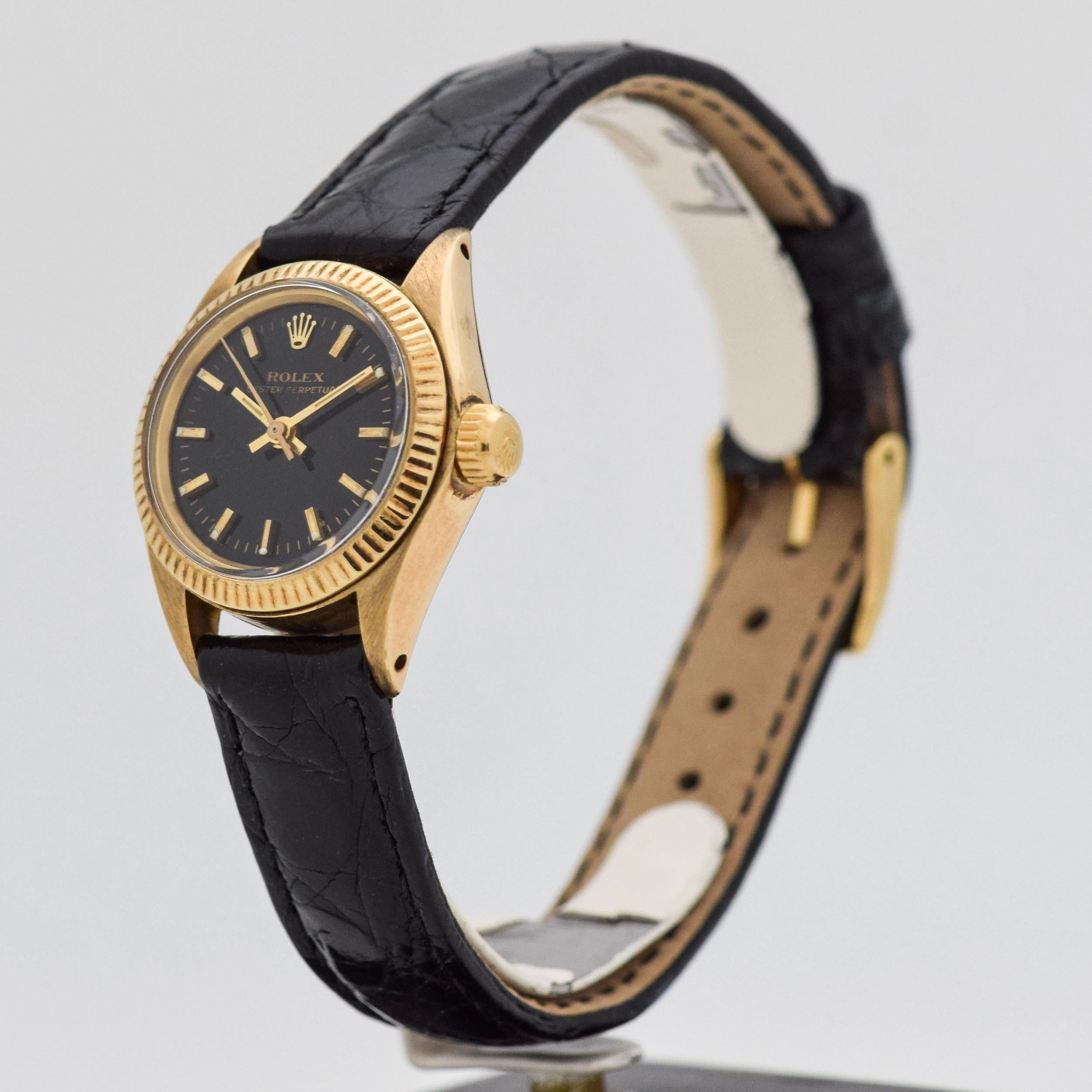 vintage rolex oyster perpetual leather strap
