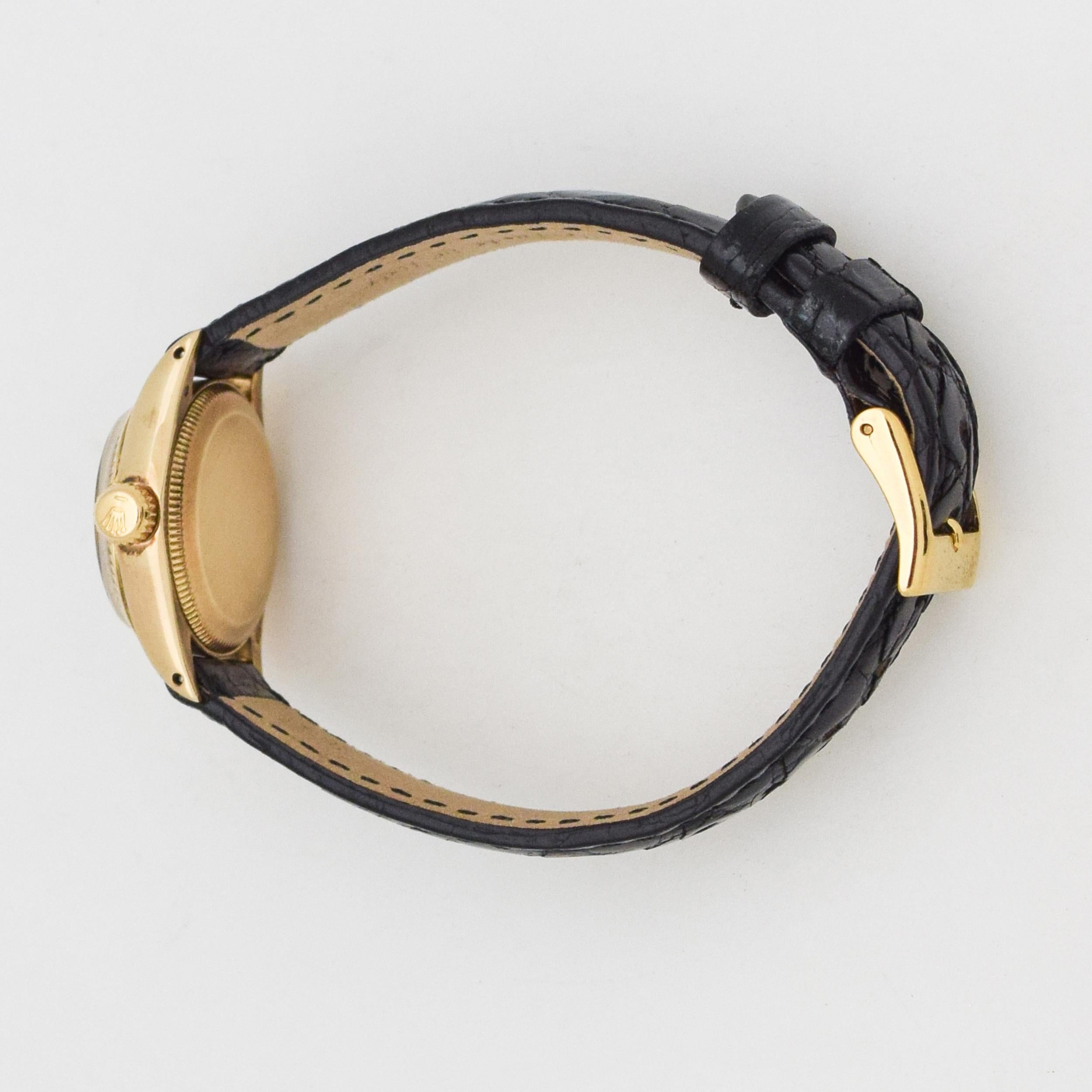 Women's Vintage Rolex Ladies Oyster Perpetual Black Dial Watch For Sale