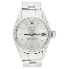 Retro Rolex Lady Datejust 6517 Stainless Steel Silver Dial 26mm Oyster Band