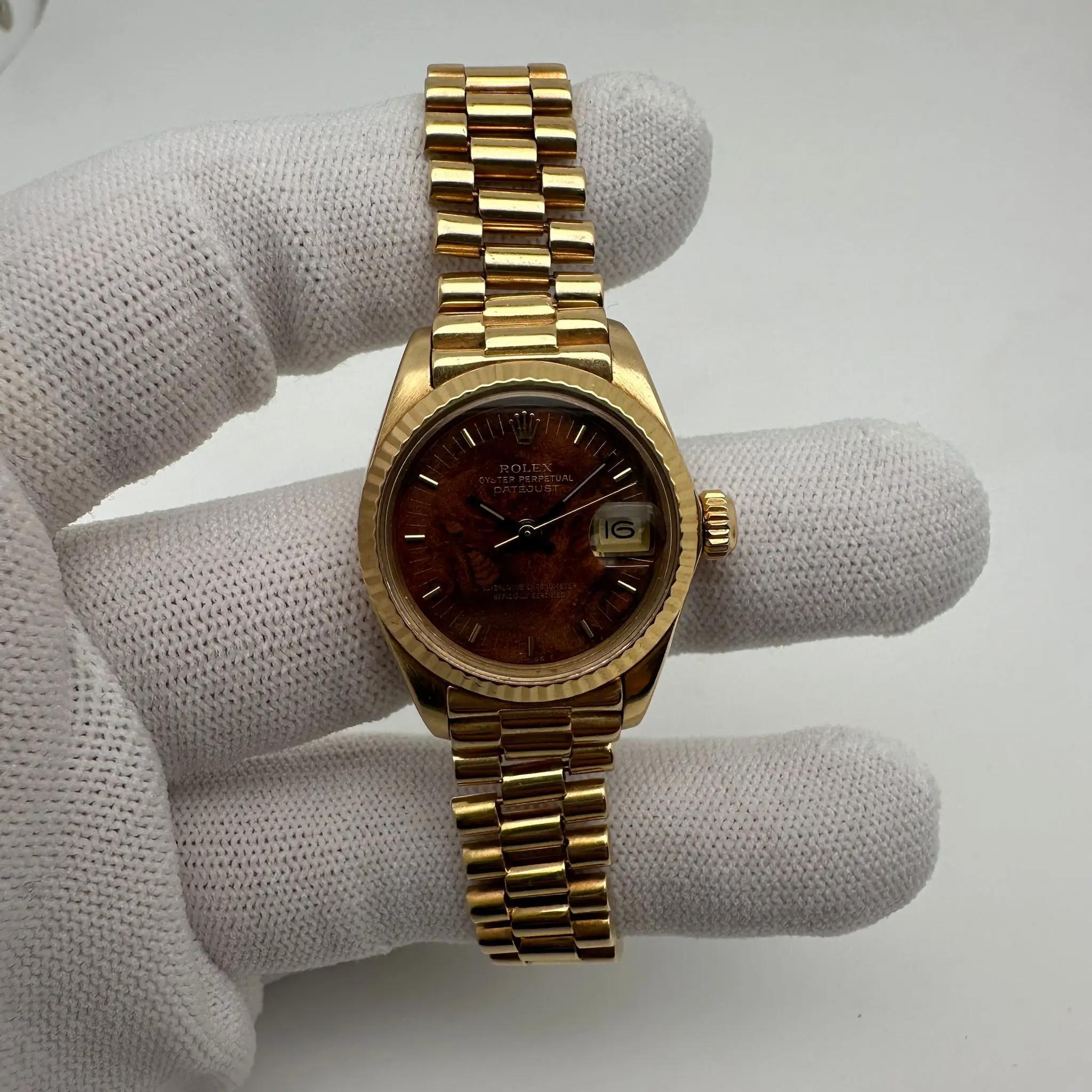 Rolex Montre Datejust President 26 vintage en or jaune 18 carats avec cadran en bois 6917 3