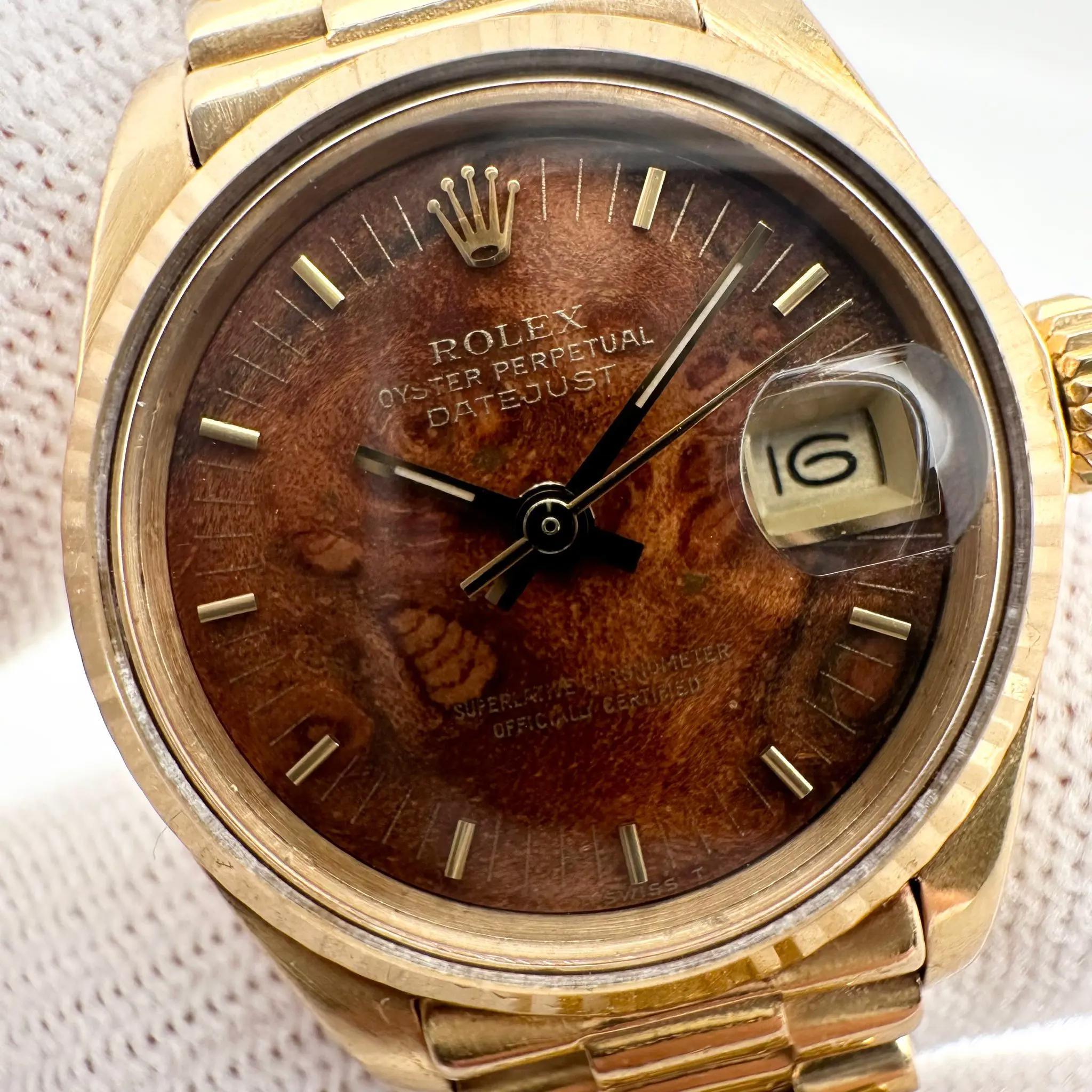 Rolex Montre Datejust President 26 vintage en or jaune 18 carats avec cadran en bois 6917 4