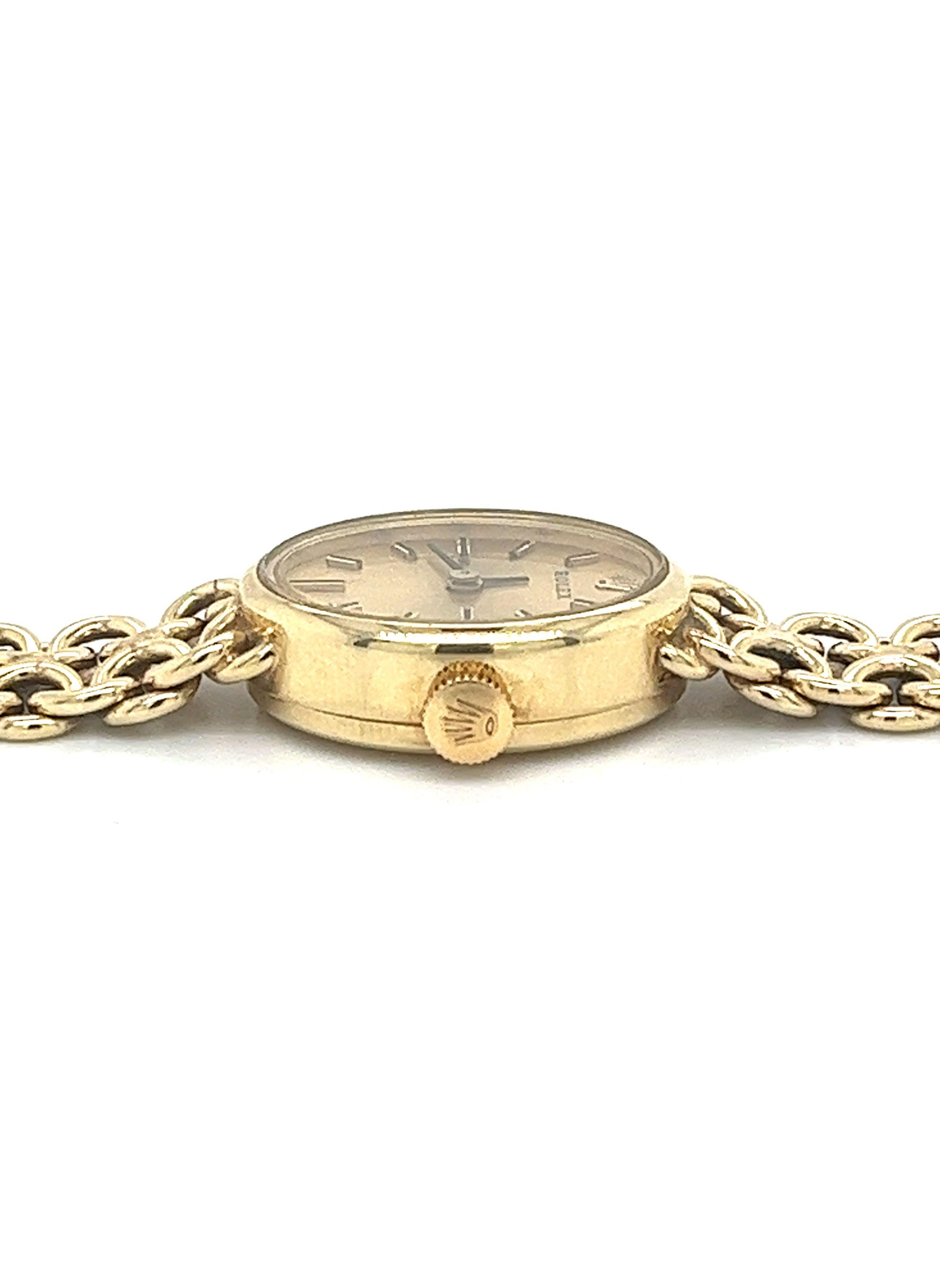 Art Deco Vintage Rolex Manual Wind Ladies Watch in 14K Yellow Gold in Milanese/Mesh Band
