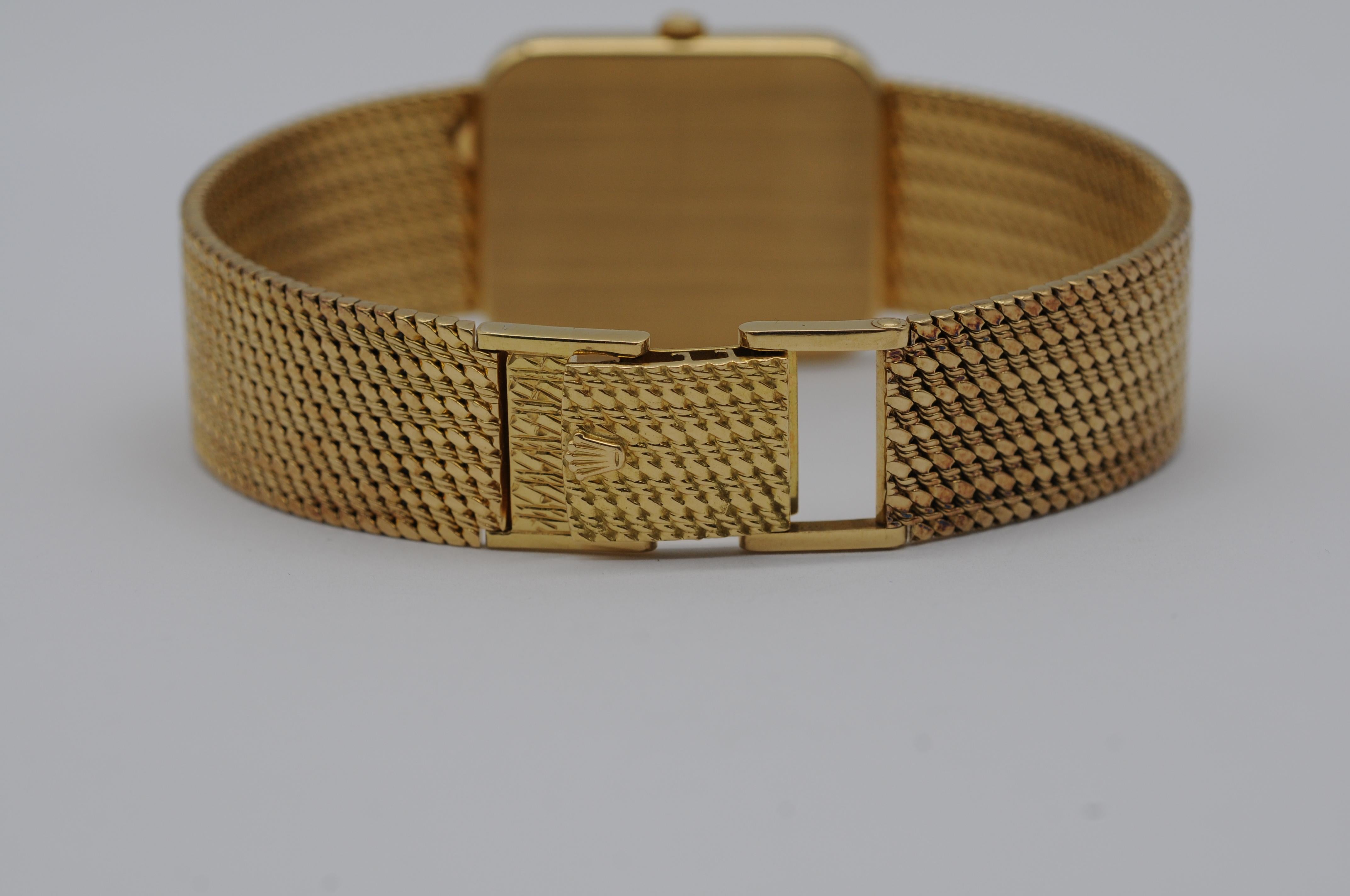 Montre Rolex vintage pour homme des années 1970 en or jaune 18 carats en vente 7