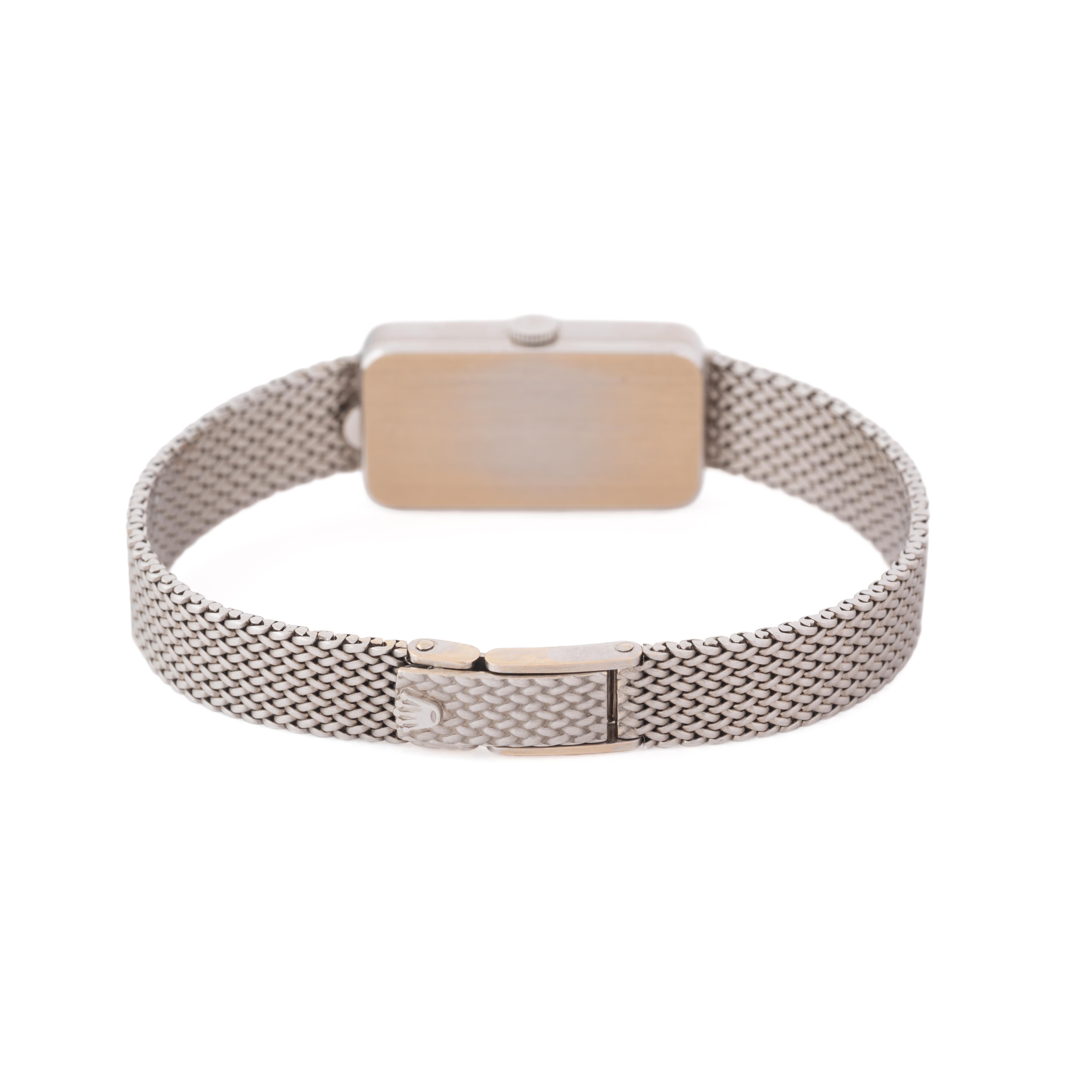 Vintage Rolex Model N371 18 Karat White Gold and Pave Diamond Cocktail Watch In Good Condition For Sale In New York, NY