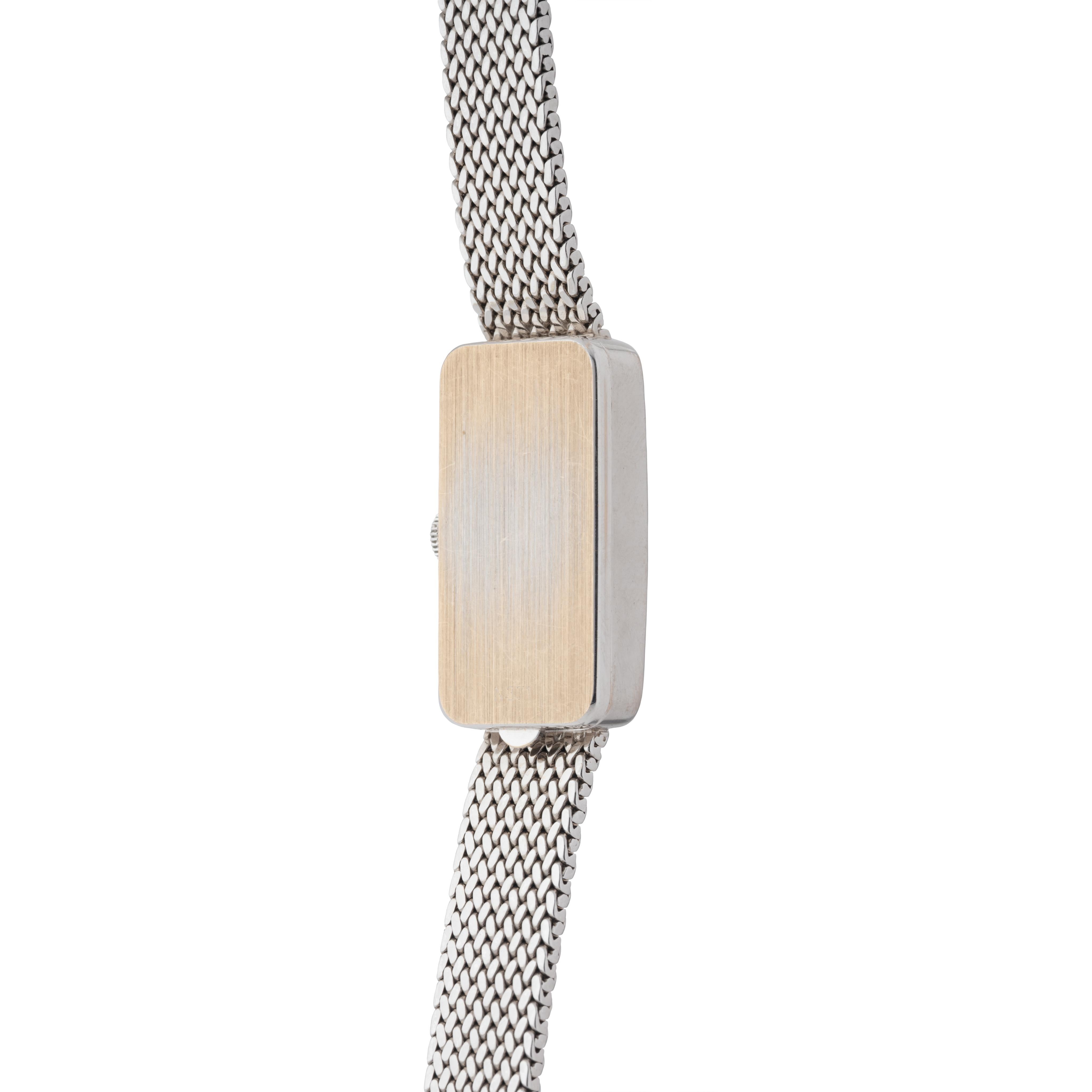 Women's or Men's Vintage Rolex Model N371 18 Karat White Gold and Pave Diamond Cocktail Watch For Sale