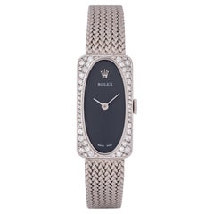 Rolex Model N371 d'epoca in oro bianco 18 carati e pavé di diamanti, orologio da cocktail
