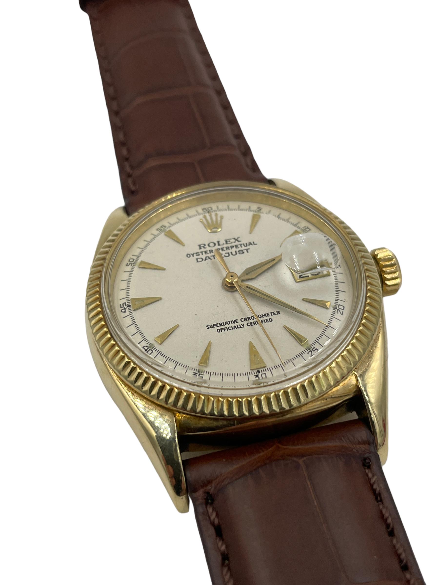 Rolex Oyster Date Gelbgold-Armbanduhr im Zustand „Gut“ in Los Angeles, CA