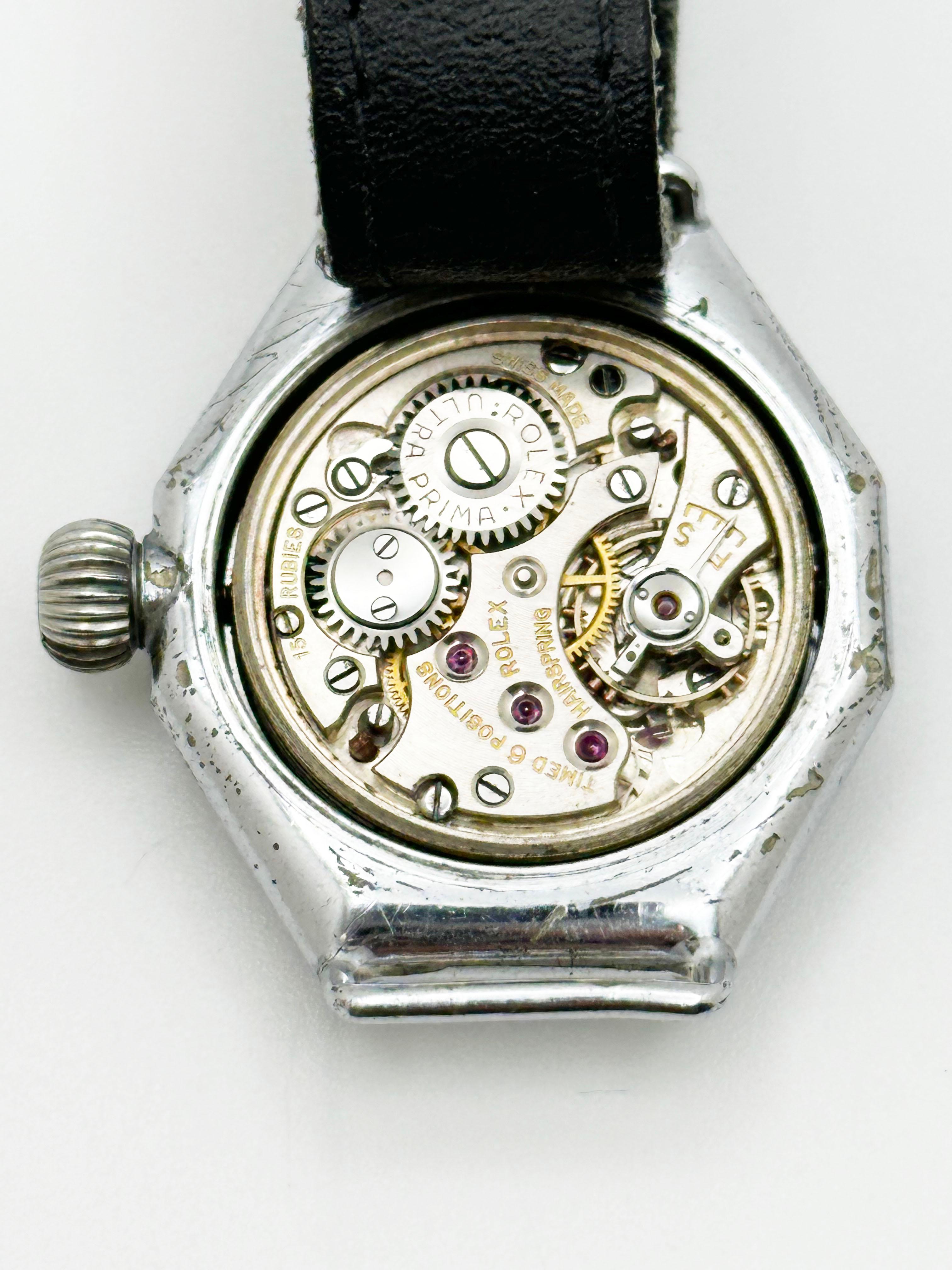 Vintage Rolex Oyster Octagonal 1920's Extra Prima 1096 Case RARE For Sale 5