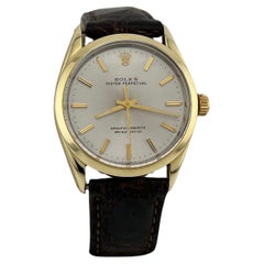 Vintage Rolex Oyster Perpetual 1024 34mm Silver Dial Gold Capped Steel