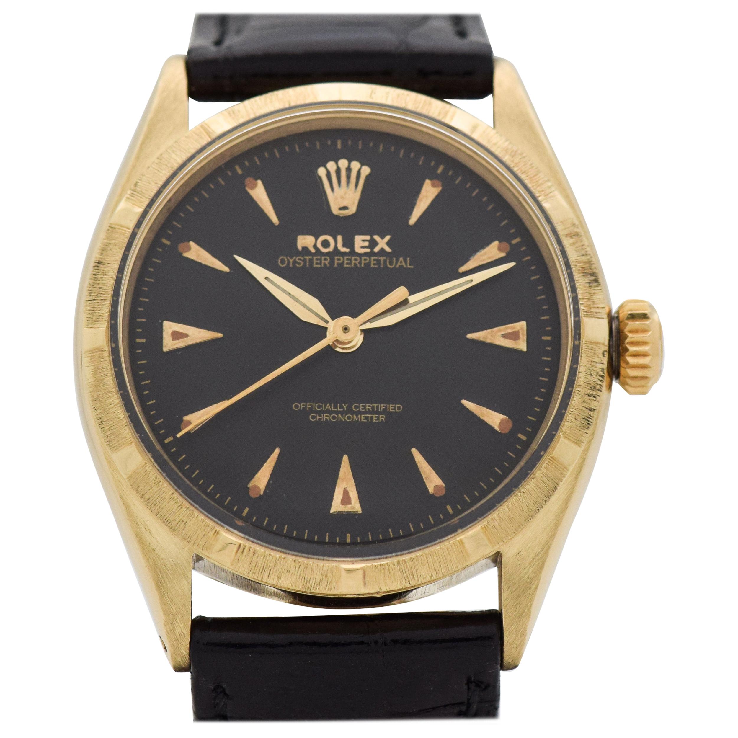 Vintage Rolex Oyster Perpetual 14 Karat Yellow Gold Watch, 1952