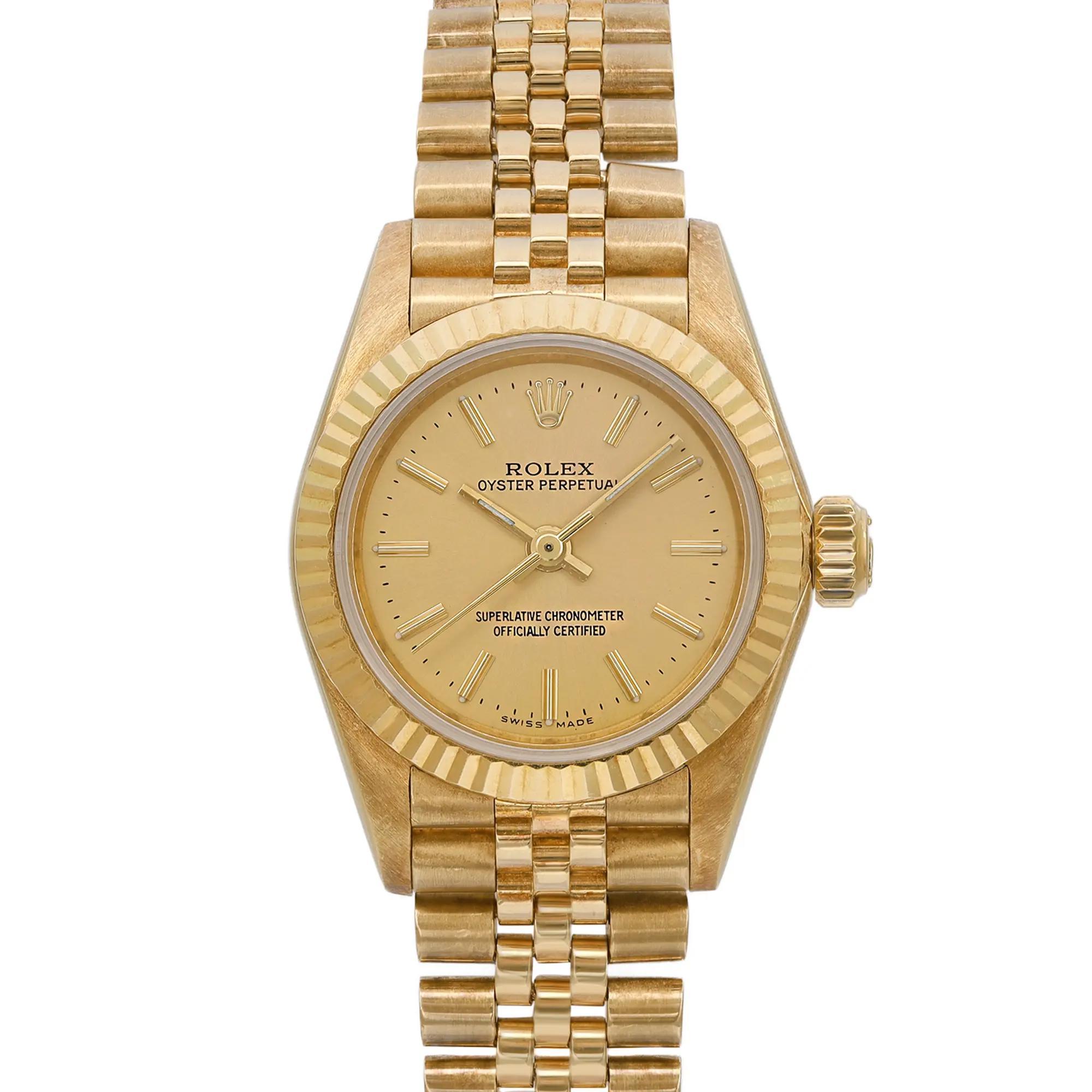 Pre-owned in fair condition. Heavy Slack on the bracelet. No original box and papers are included.

General Information:
Brand: Rolex
Model: Rolex Oyster Perpetual
Model Number: 6719
Department: Women
Style: Luxury
Country/Region of Manufacture: