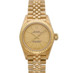 Vintage Rolex Oyster Perpetual 26mm 18k Yellow Gold Dial ladies Watch 67198