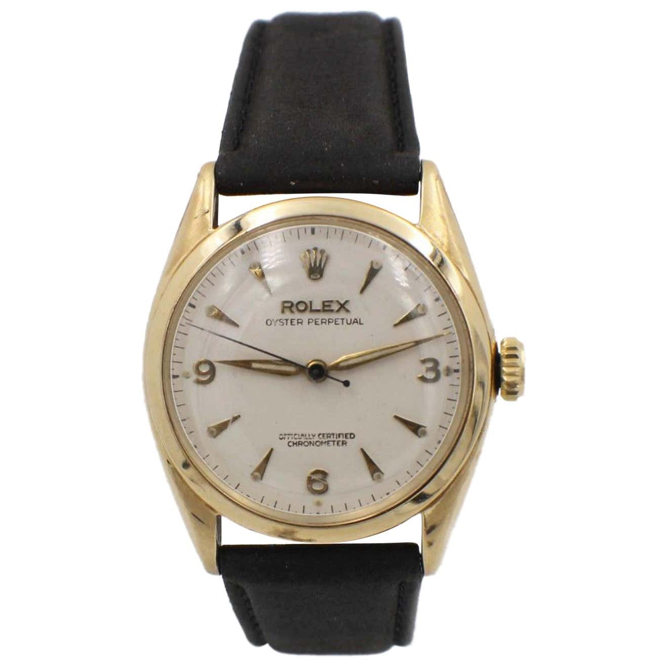 Vintage Rolex Oyster Perpetual 6084 14 Karat Yellow Gold at 1stDibs ...