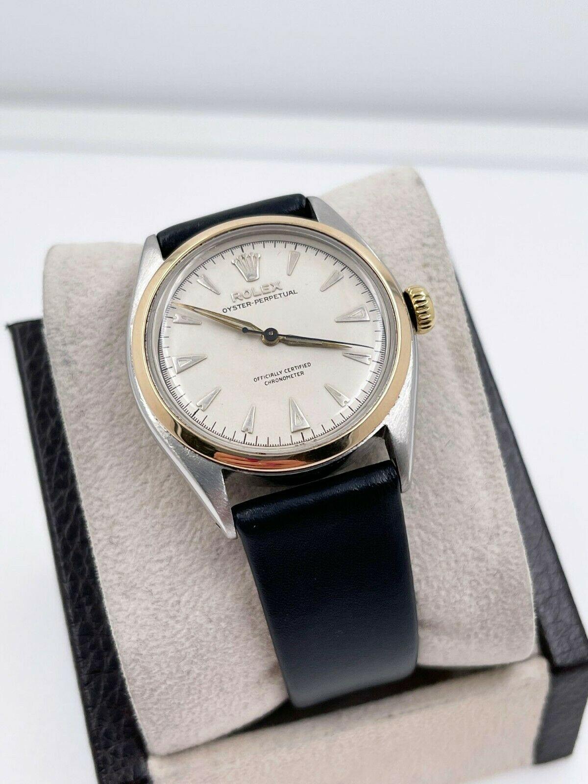 Rolex Oyster Perpetual 6084 d'epoca 34mm oro giallo acciaio inossidabile In condizioni buone in vendita a San Diego, CA