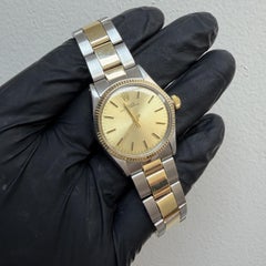 Vintage Rolex Oyster Perpetual 6551 Two Tone 18K Gold Champagne Dial 31mm Watch