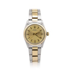 Vintage Rolex Oyster Perpetual 6551 Two Tone 18K Gold Champagne Dial 31mm Watch