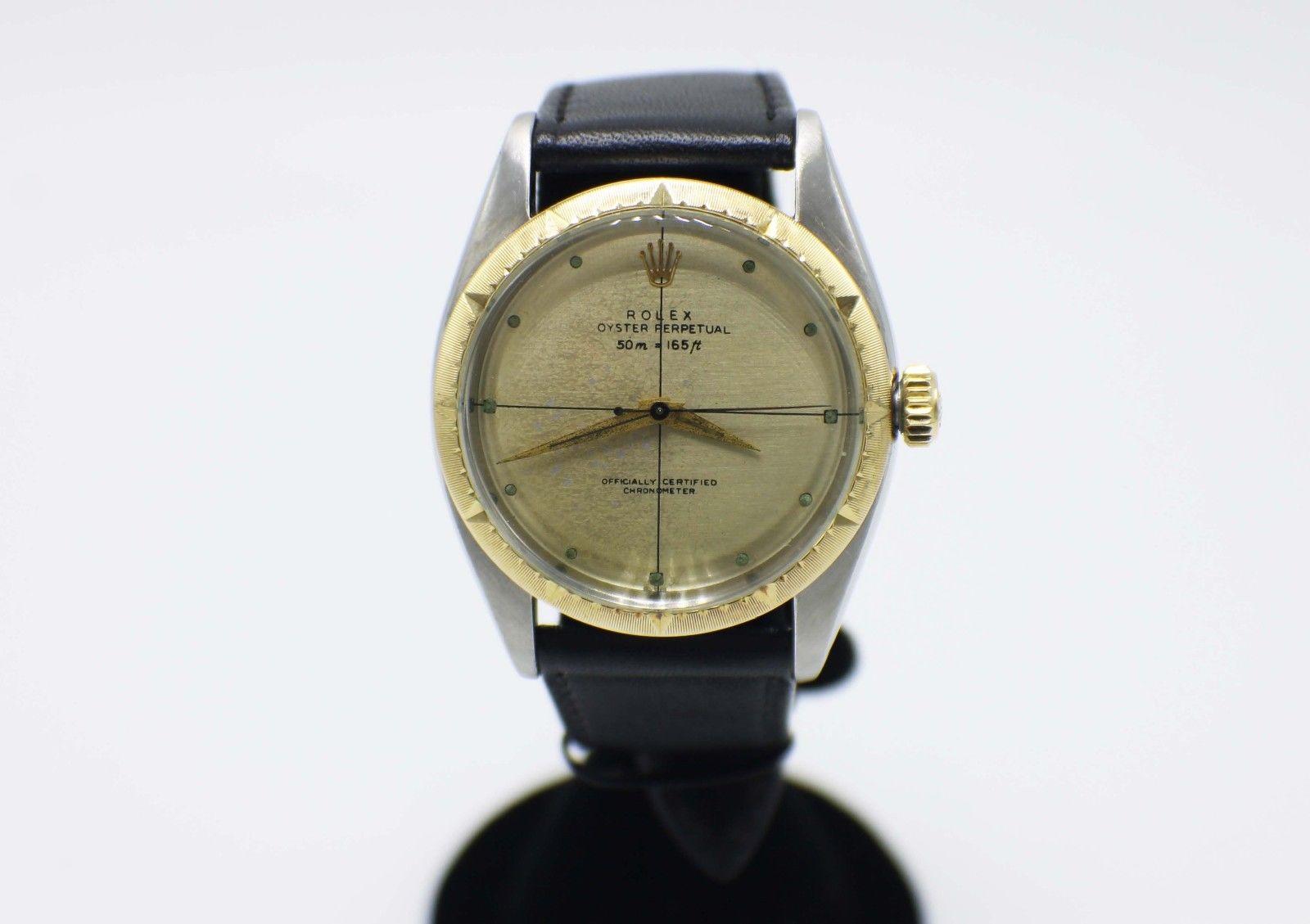 Women's or Men's Vintage Rolex Oyster Perpetual 6582 14 Karat Yellow Gold Zephyr Dial