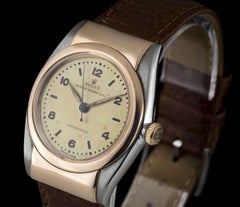 Vintage Rolex Oyster Perpetual Bubbleback Steel and Rose Gold Hooded Lugs 3065
