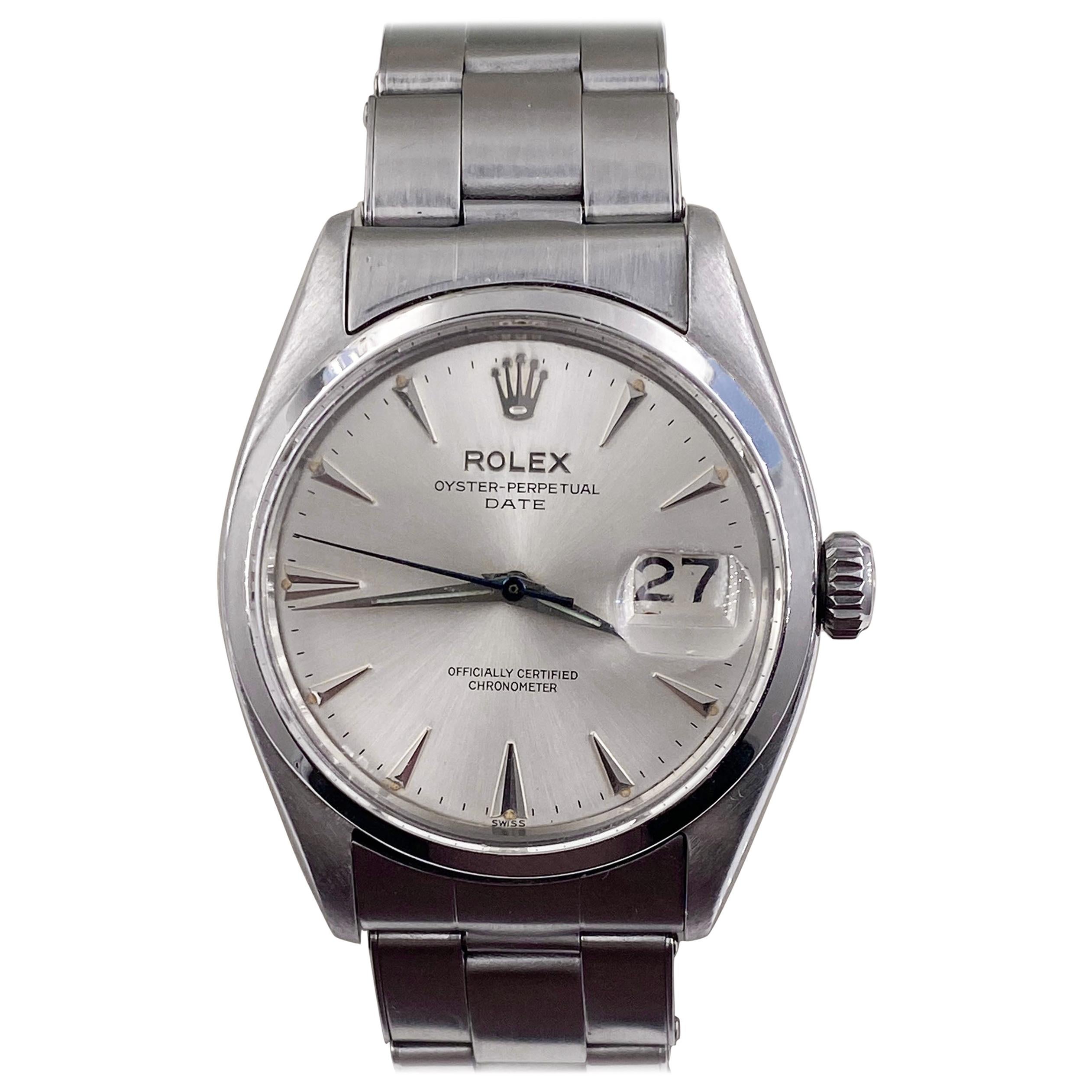 Vintage Rolex Oyster Perpetual Date 6534 Stainless Steel Roulette Date Window