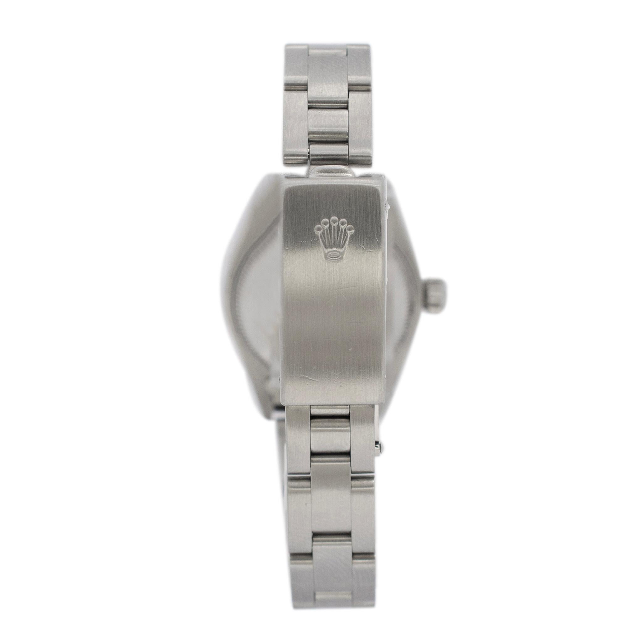 Rolex Montre Oyster Perpetual vintage en acier inoxydable pour femmes, date 69160 26MM 1