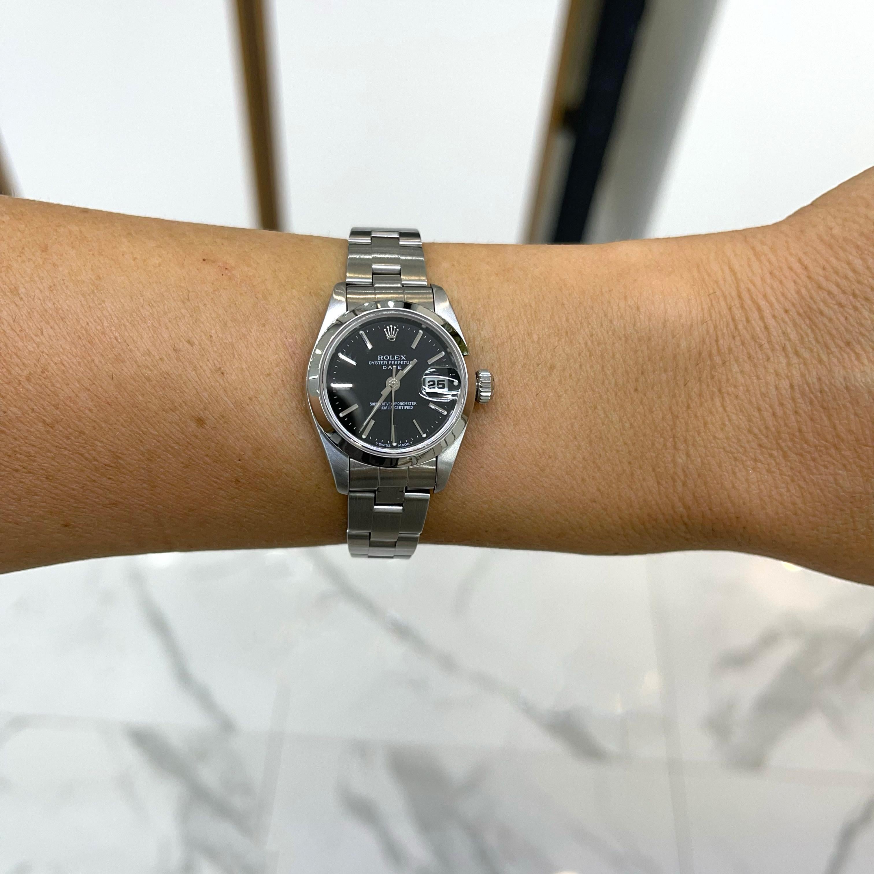 Rolex Montre Oyster Perpetual vintage en acier inoxydable pour femmes, date 69160 26MM 2