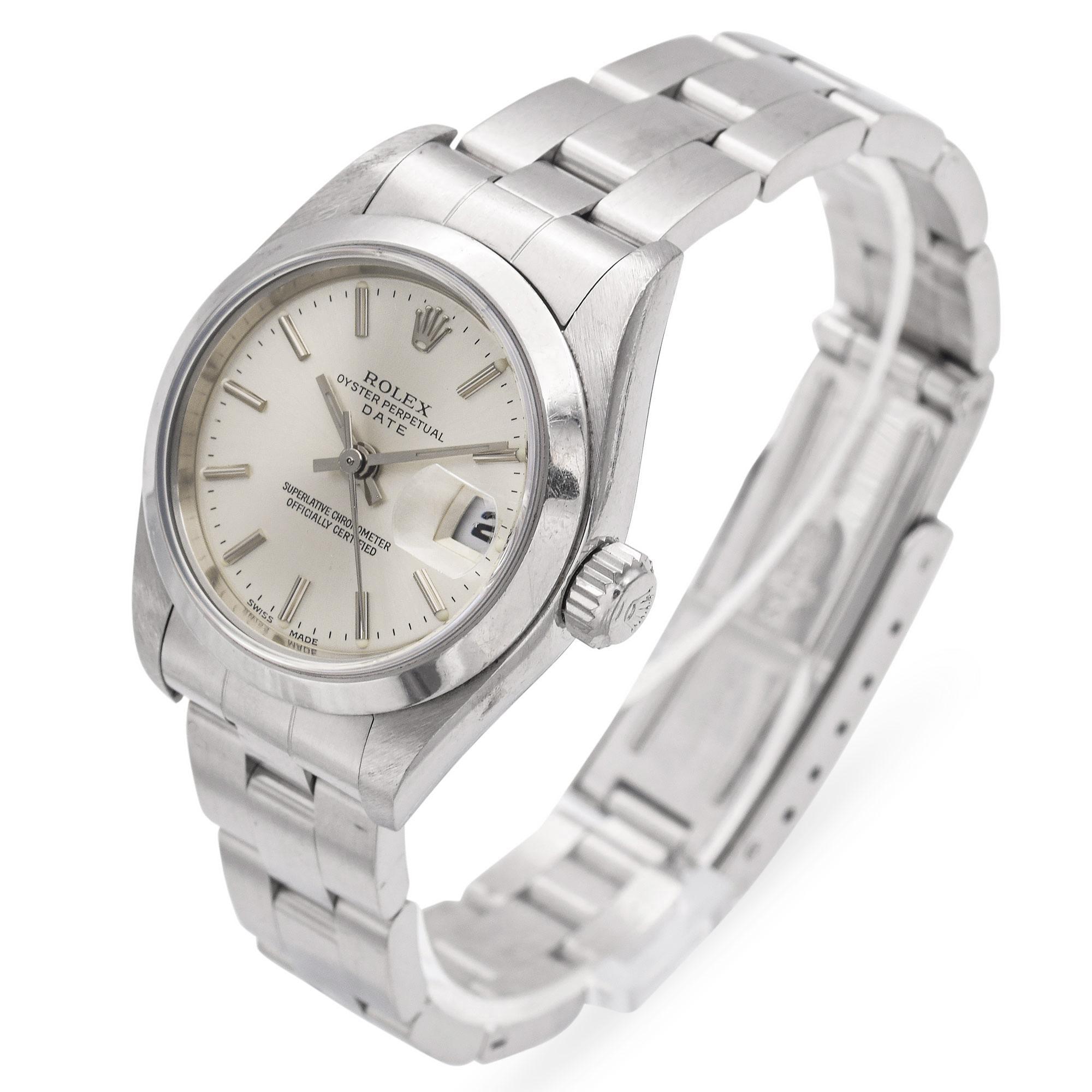Vintage Rolex Oyster Perpetual Date Ref 79180 Stainless Steel Ladies Watch In Good Condition In New York, NY