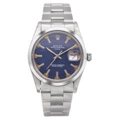 Vintage Rolex Oyster Perpetual Date Ref.1500 Blue Dial Men's Watch