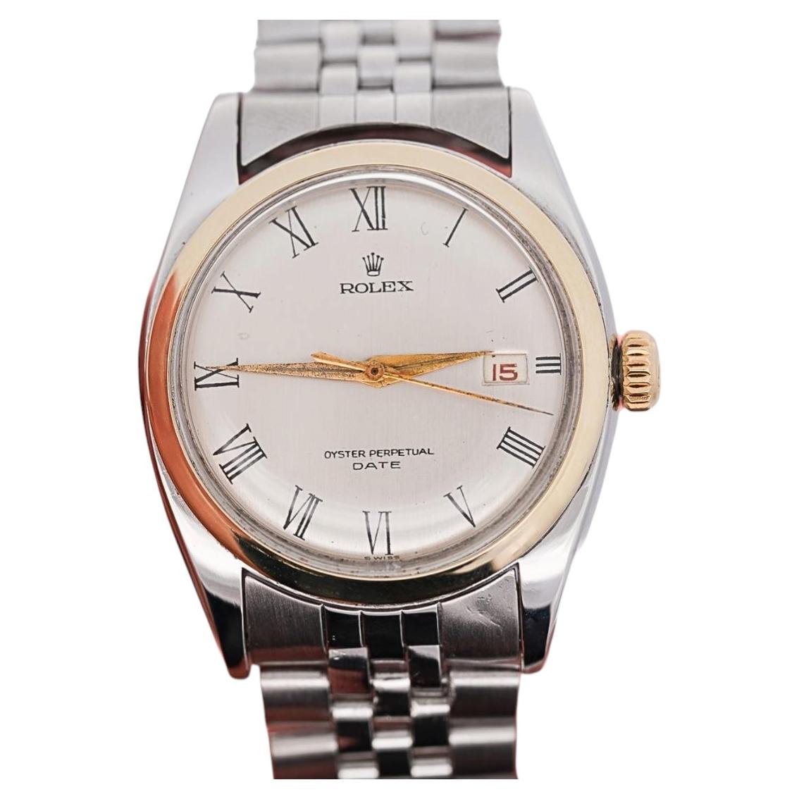Vintage Rolex Oyster Perpetual Date Two-Tone Steel & Gold Jubilee Bracelet Watch For Sale