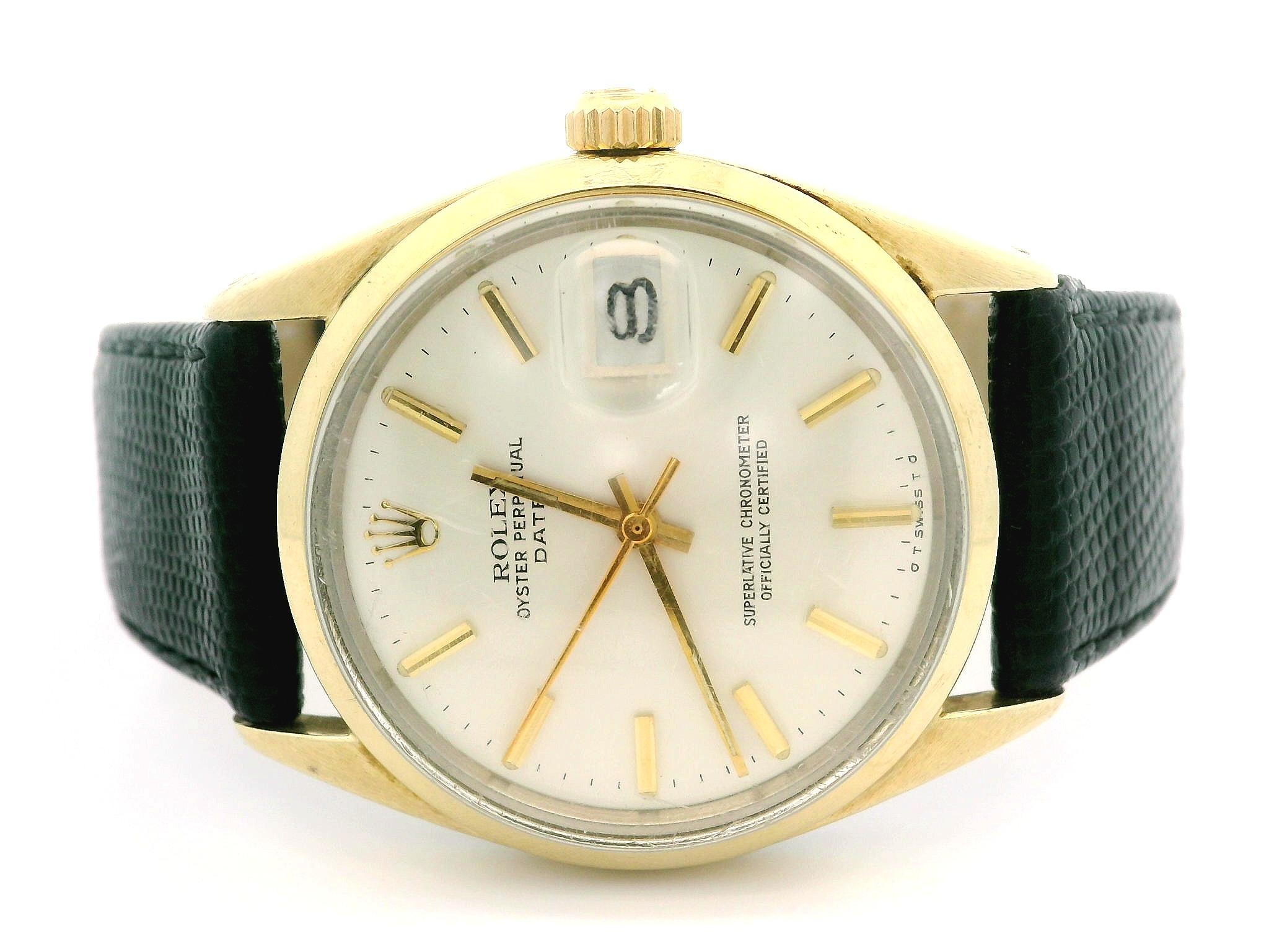 Rolex Oyster Perpetual Date Gelbgold vergoldete 34mm Armbanduhr Ref 1550, Vintage im Angebot 2