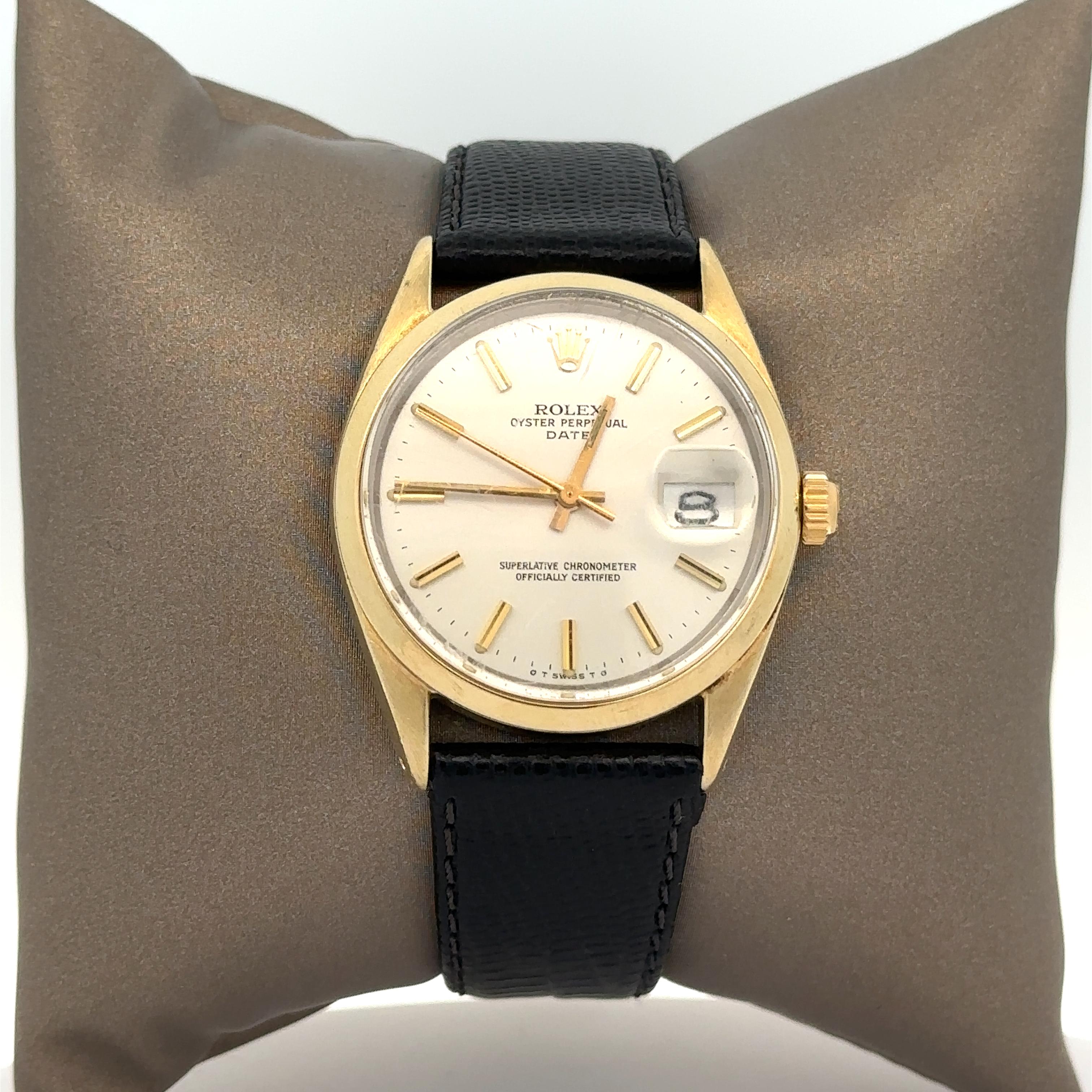 Rolex Oyster Perpetual Date Gelbgold vergoldete 34mm Armbanduhr Ref 1550, Vintage im Angebot 5