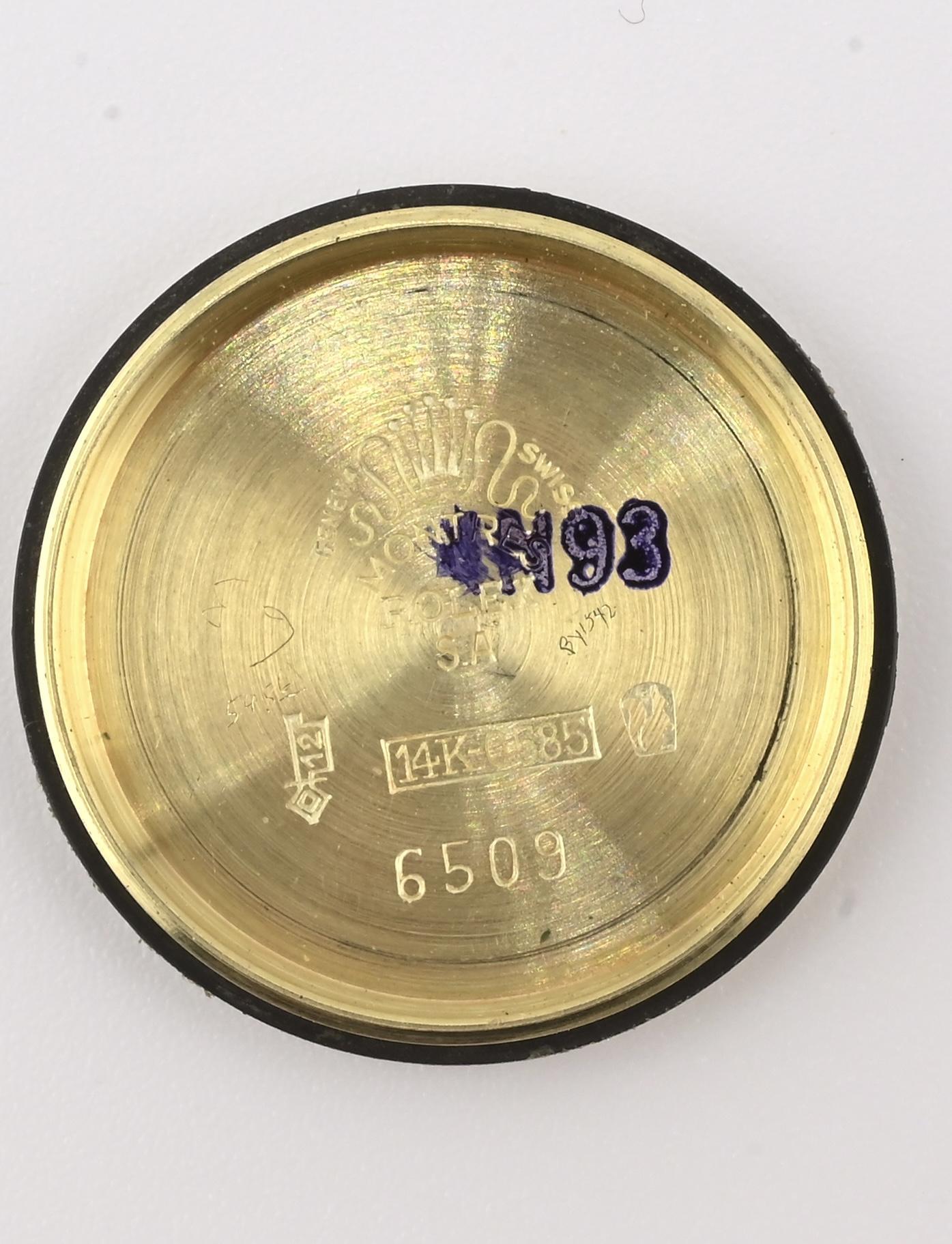 Vintage Rolex Oyster Perpetual Ladies 6509 • Or jaune 14K • Cadran en nid d'abeille en vente 3