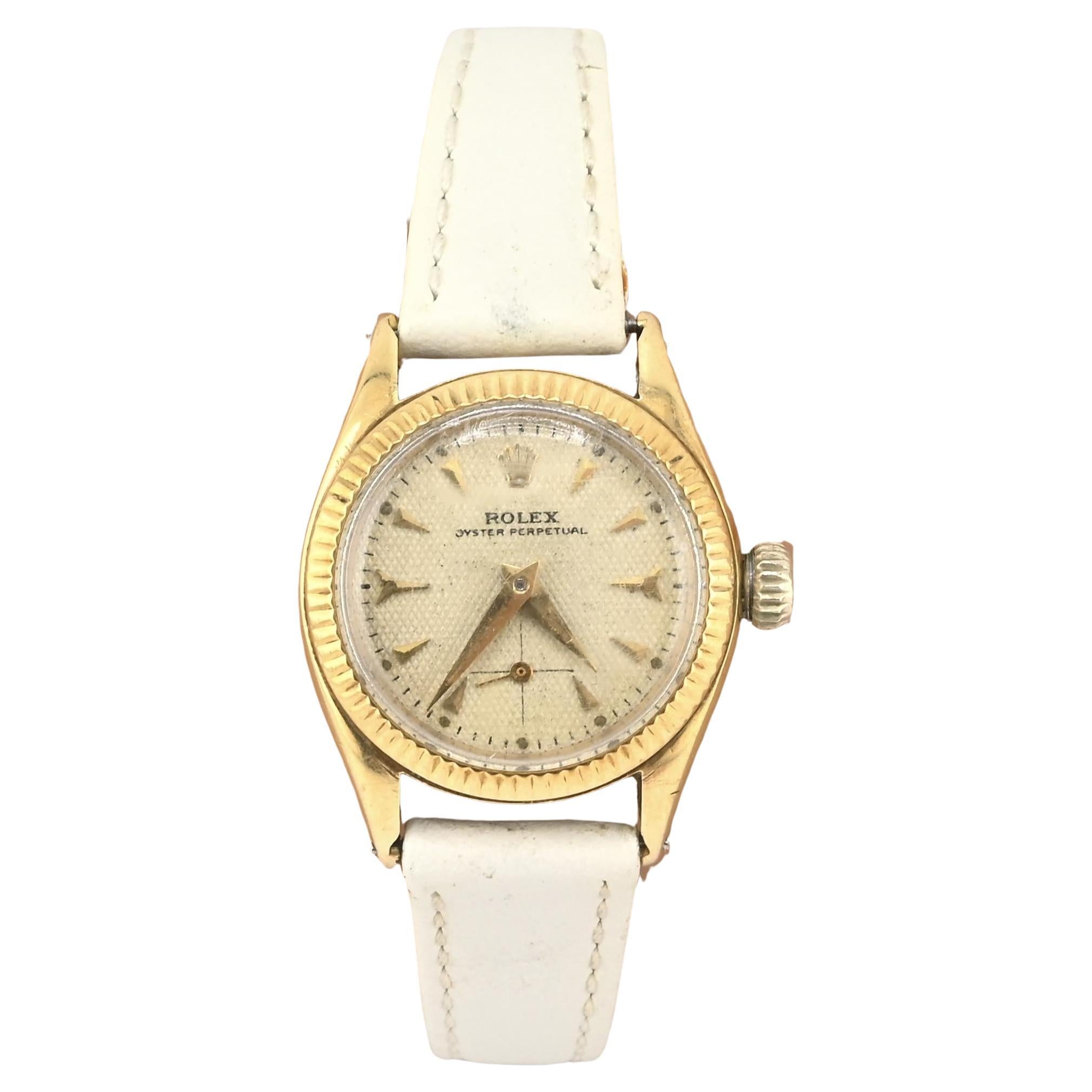 Vintage Rolex Oyster Perpetual Ladies 6509 • Or jaune 14K • Cadran en nid d'abeille