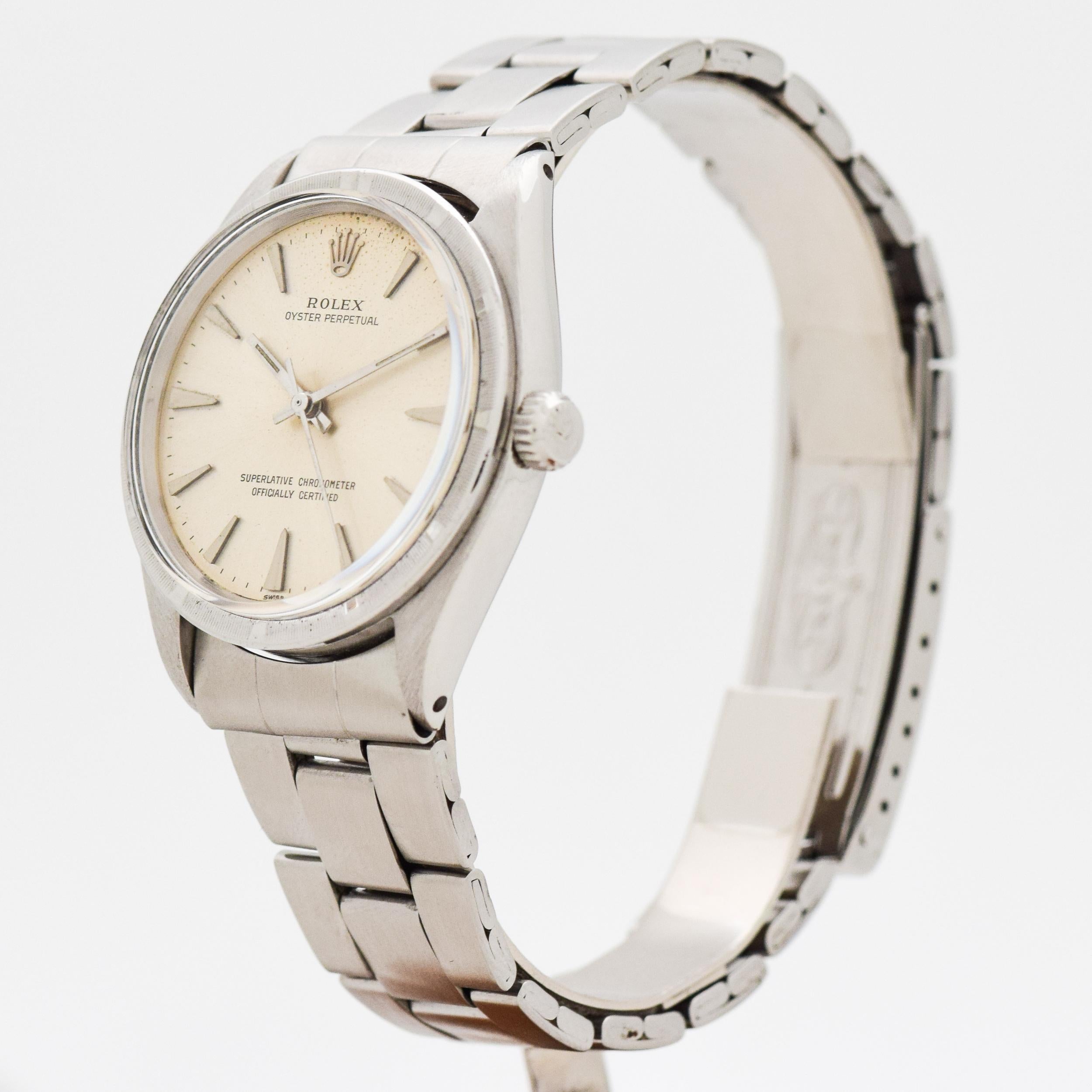 Vintage Rolex Oyster Perpetual Reference 1007 Stainless Steel Watch, 1961 im Zustand „Hervorragend“ im Angebot in Beverly Hills, CA