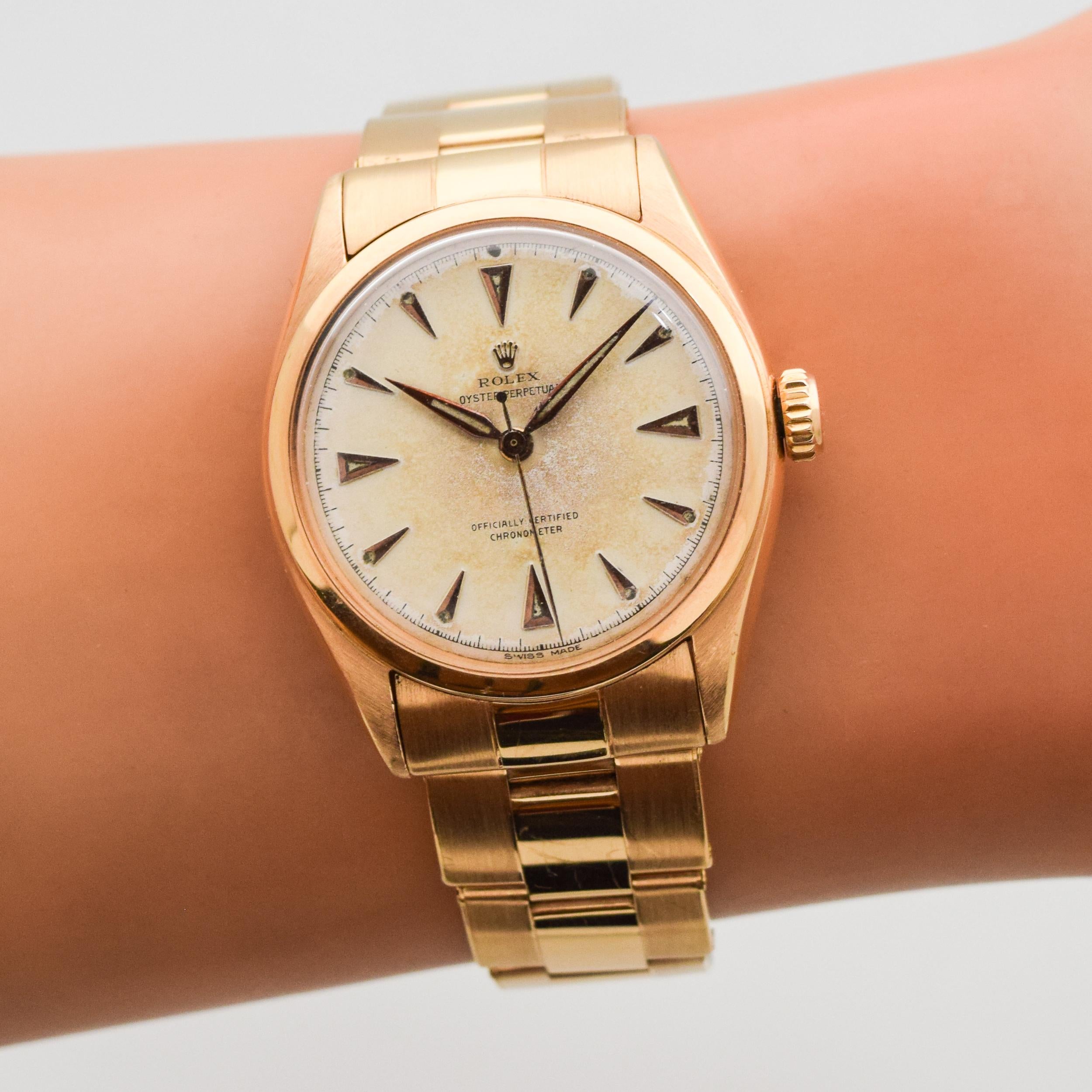 Vintage Rolex Oyster Perpetual Reference 6084 in 18 Karat Rose Gold, 1950 3