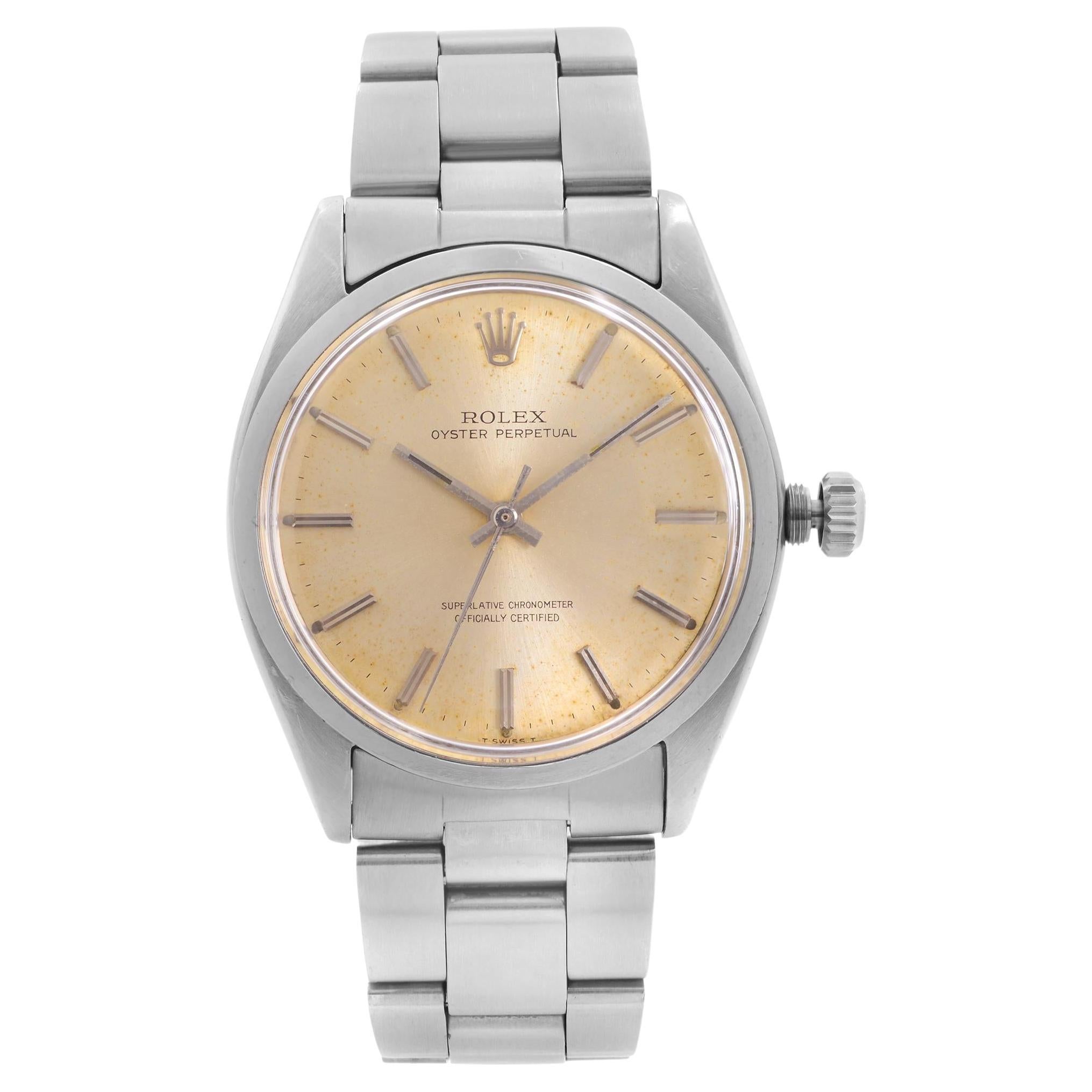 Vintage Rolex Oyster Perpetual Stainless Steel Silver Dial Automatic Watch 1002 For Sale