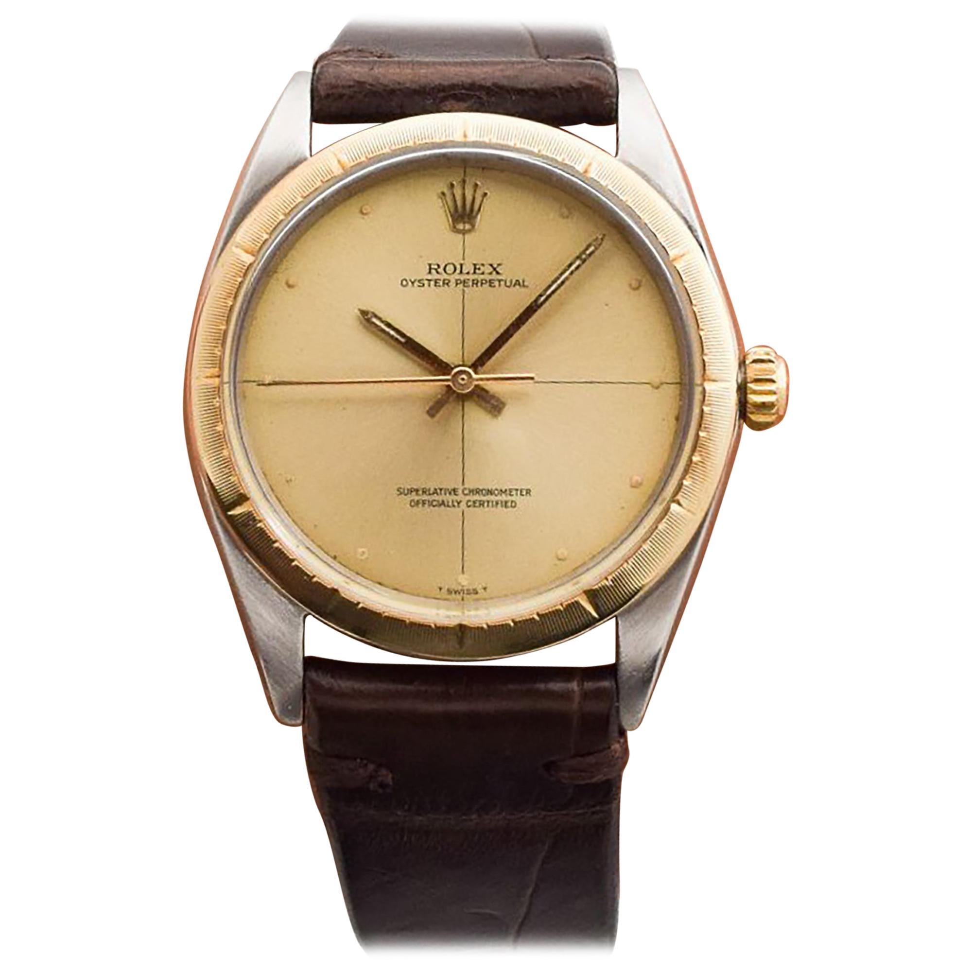 Vintage Rolex Oyster Perpetual Zephyr Two-Tone Watch, 1965 For Sale