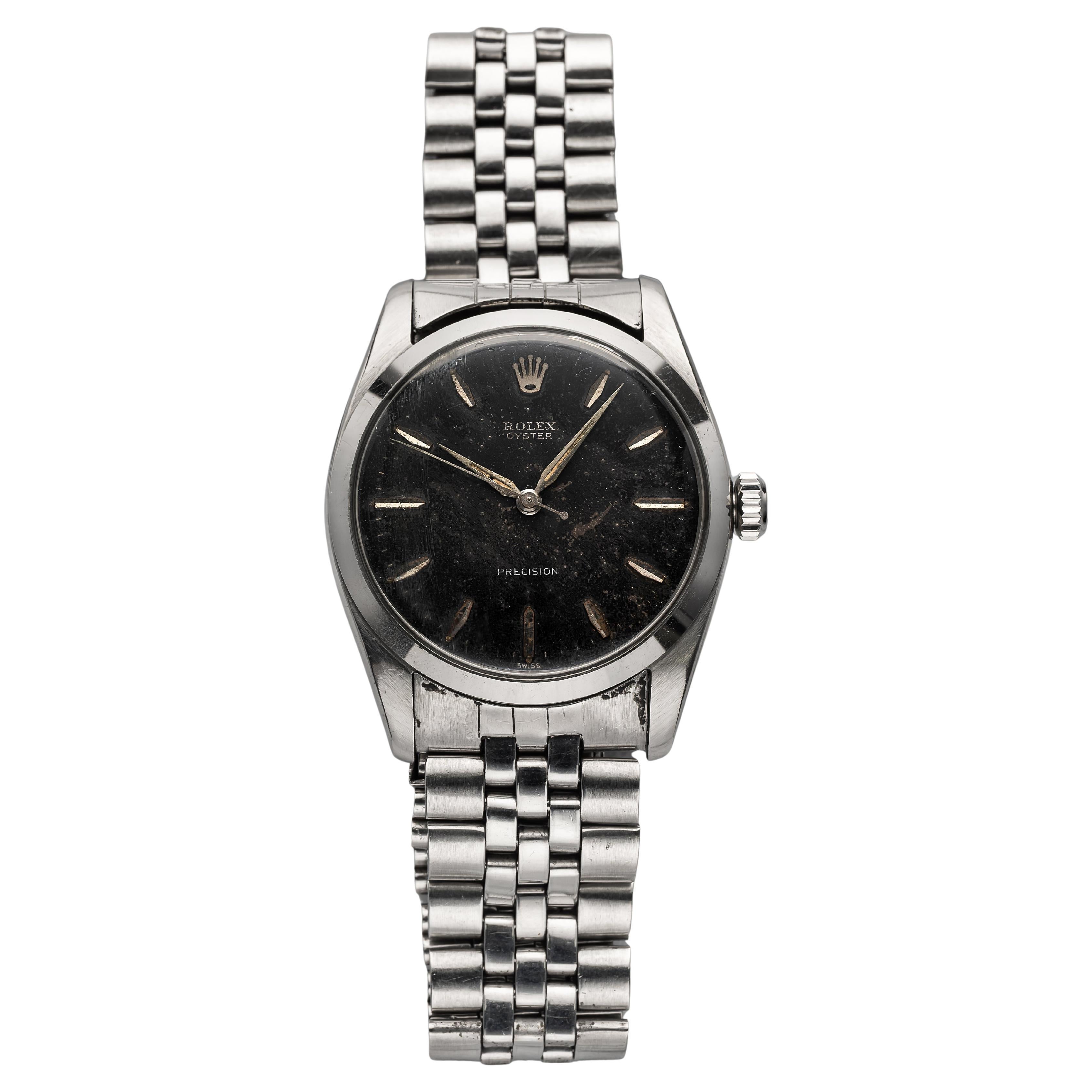 Vintage Rolex Oyster Precision 50s Ref 6424 Black Patina Dial Manual Wind 36mm.