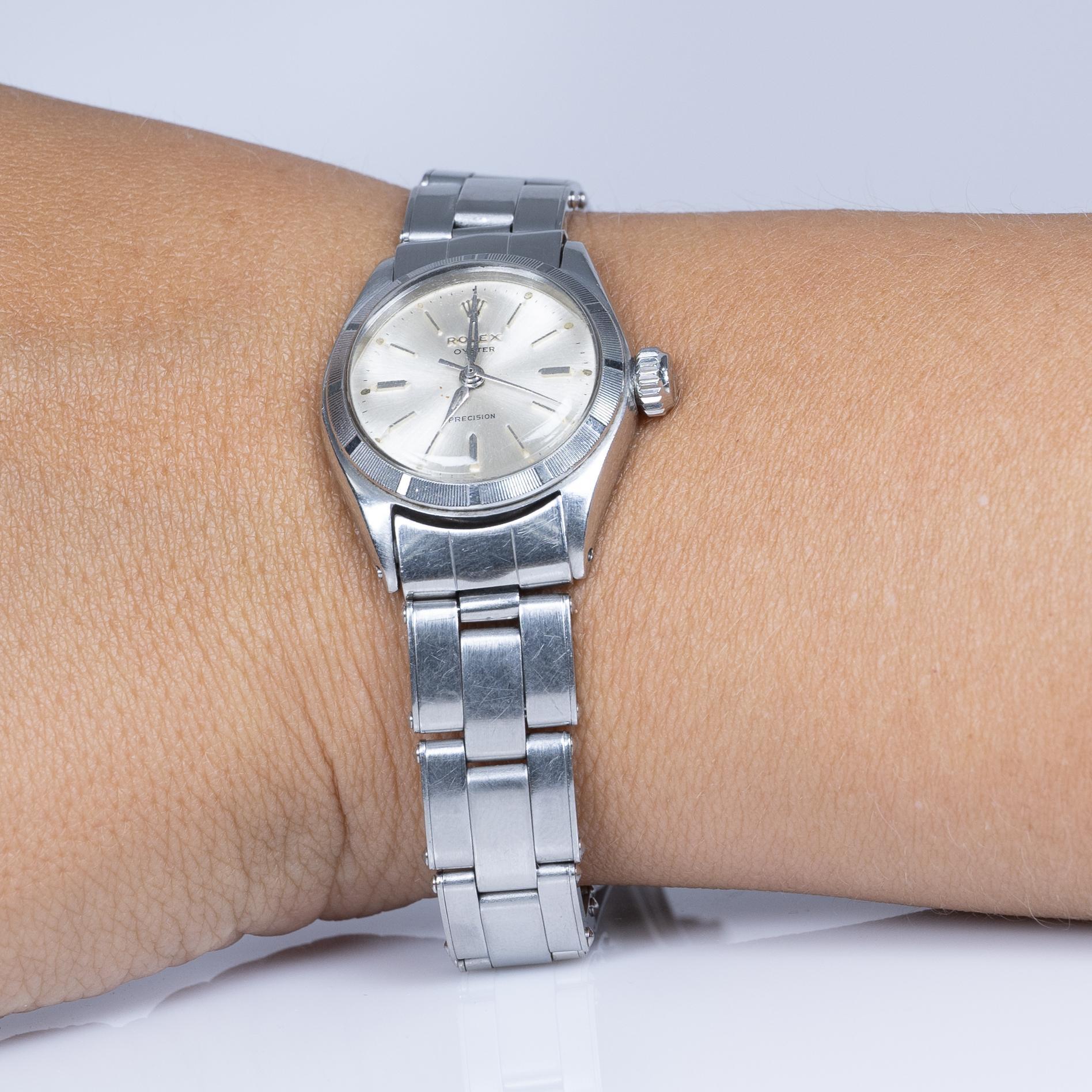  Rolex Oyster Precision 6411 Silver Ladies Montre vintage en acier inoxydable Pour femmes 