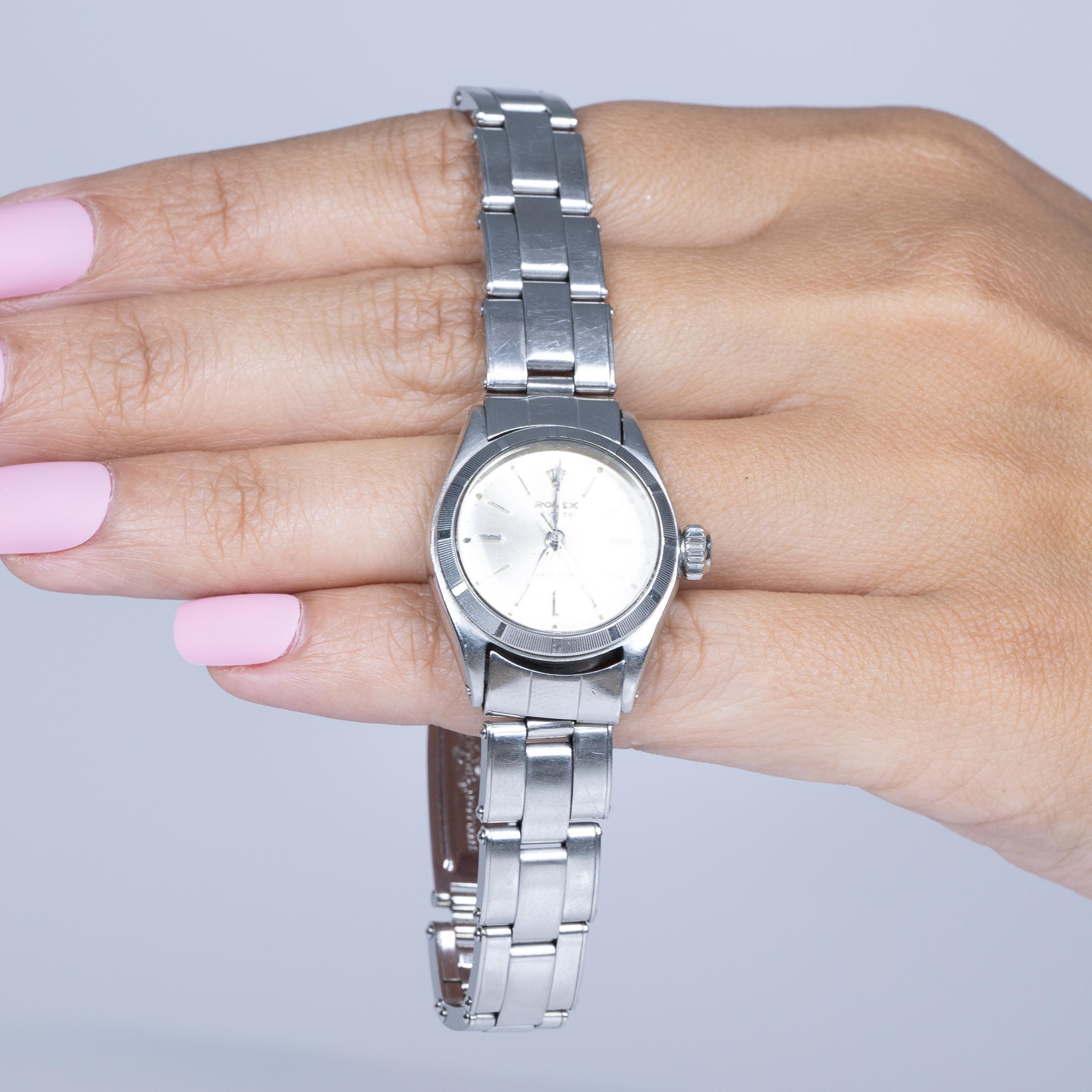 Rolex Oyster Precision 6411 Silver Ladies Montre vintage en acier inoxydable 1