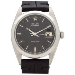 Vintage Rolex Oysterdate Black Dial Stainless Steel Watch, 1969