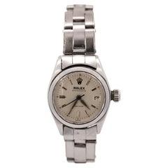 Vintage Rolex Oysterdate Precision 6406 Steel Cream Dial 1960s 24mm Ladies Watch