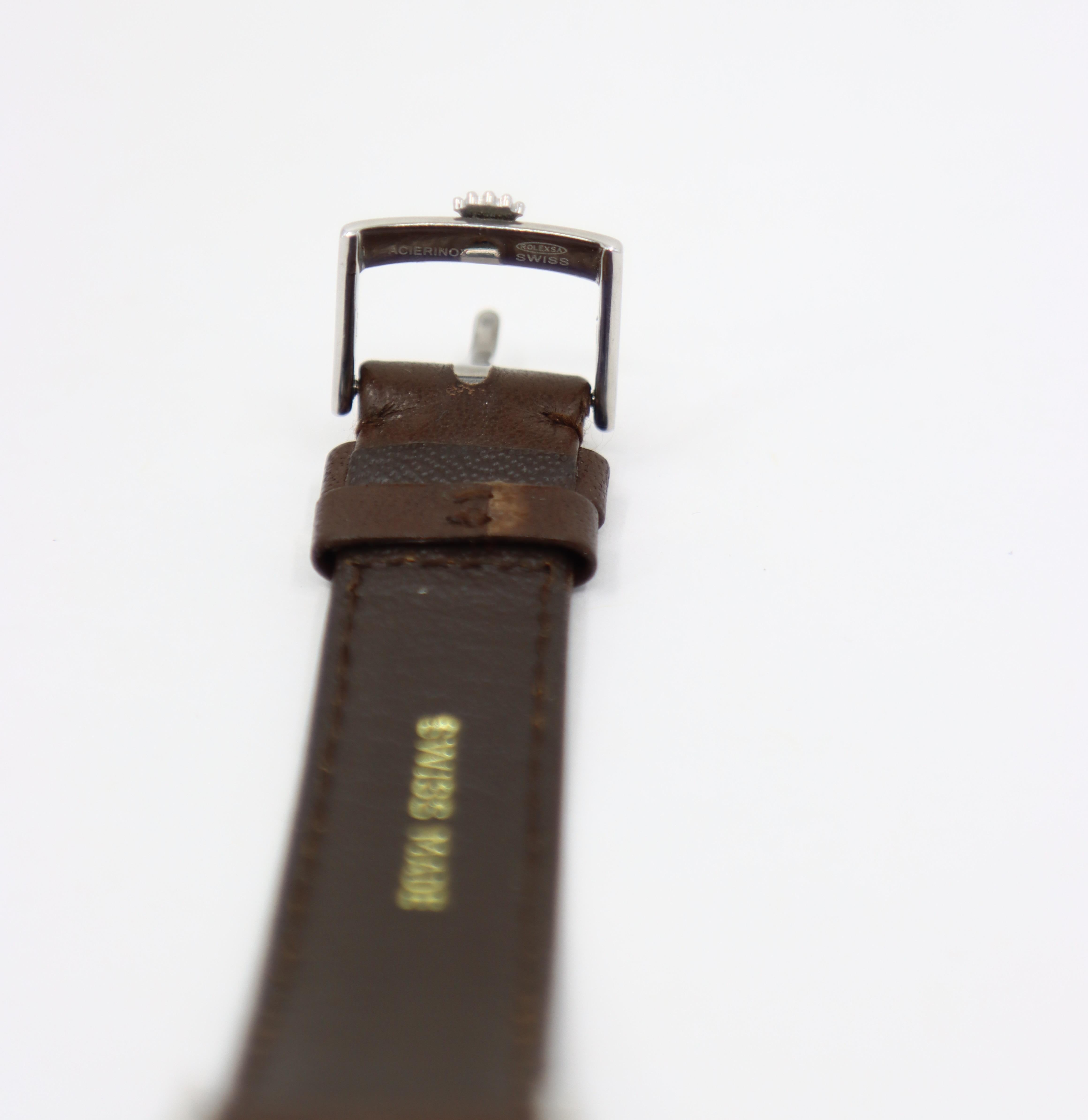 Vintage ROLEX Oysterdate Precision Date Uhr mit braunem Lederarmband im Angebot 9