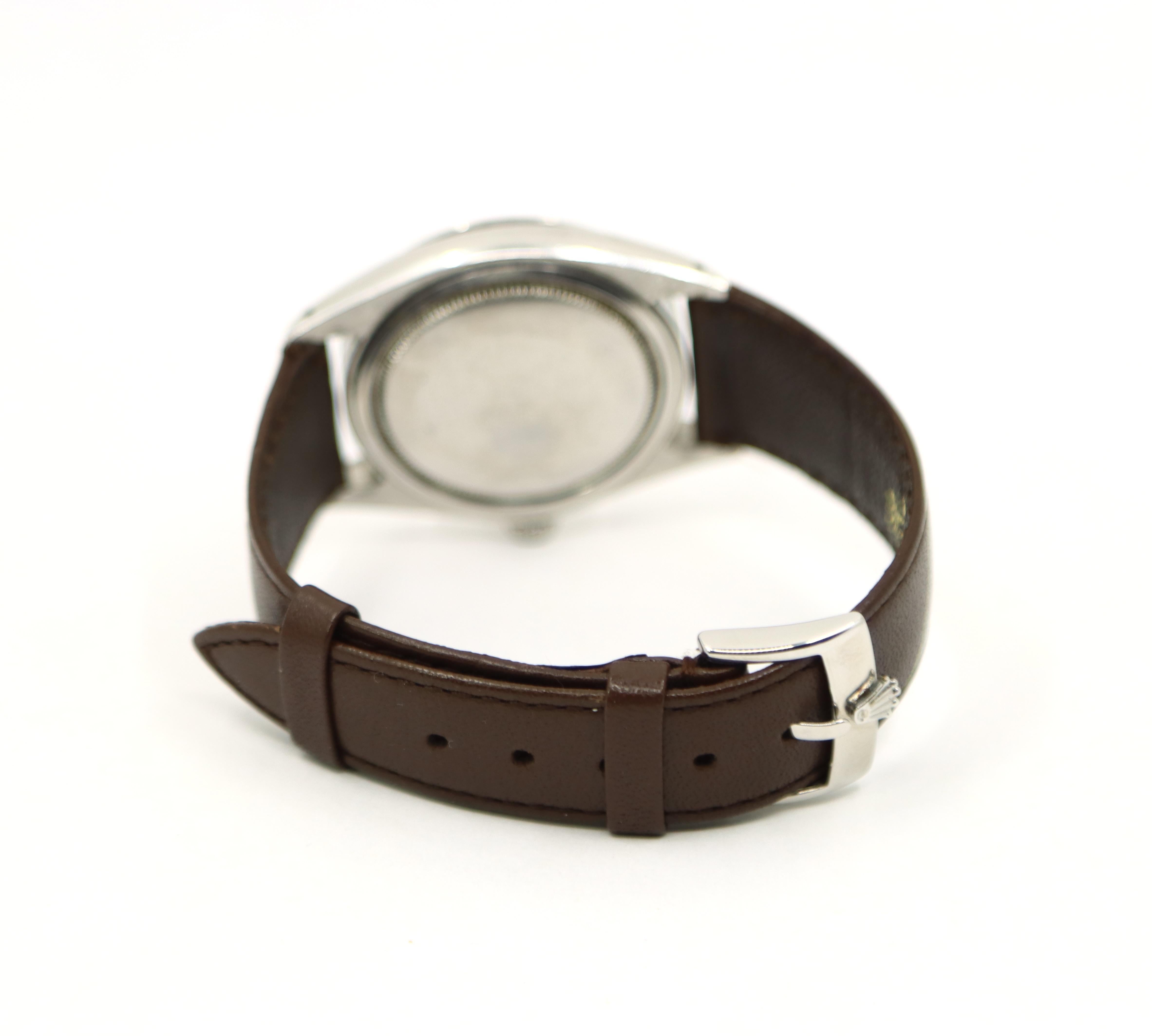 Vintage ROLEX Oysterdate Precision Date Uhr mit braunem Lederarmband im Angebot 2