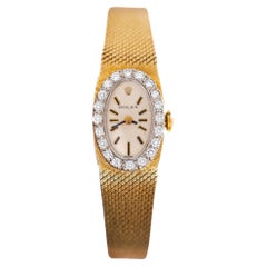 Vintage Rolex Precision 14K Yellow Gold Diamond Bezel Oval Manual Wind Watch