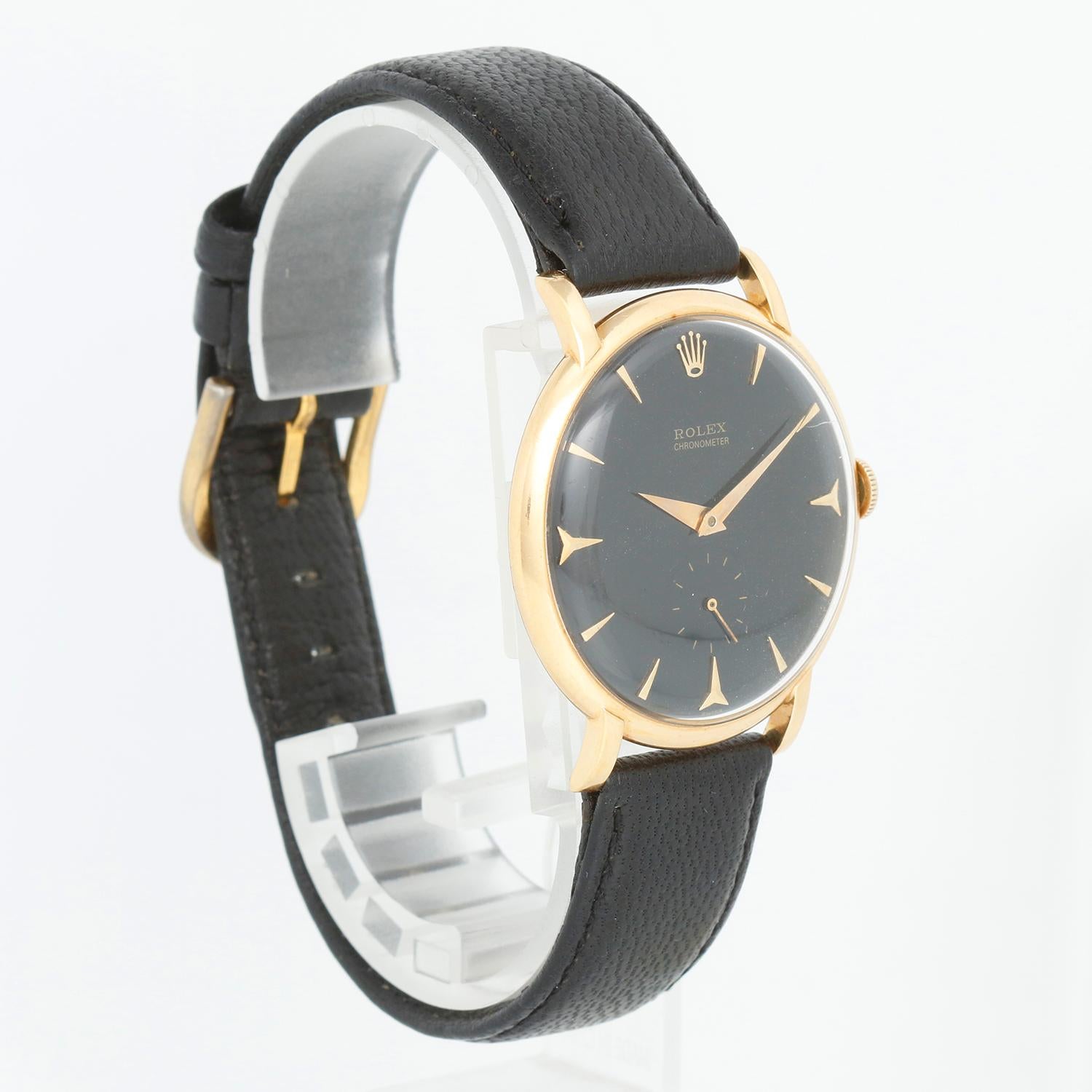 Vintage Rolex Precision 18k Yellow Gold Men's Watch Ref 9082 In Excellent Condition In Dallas, TX