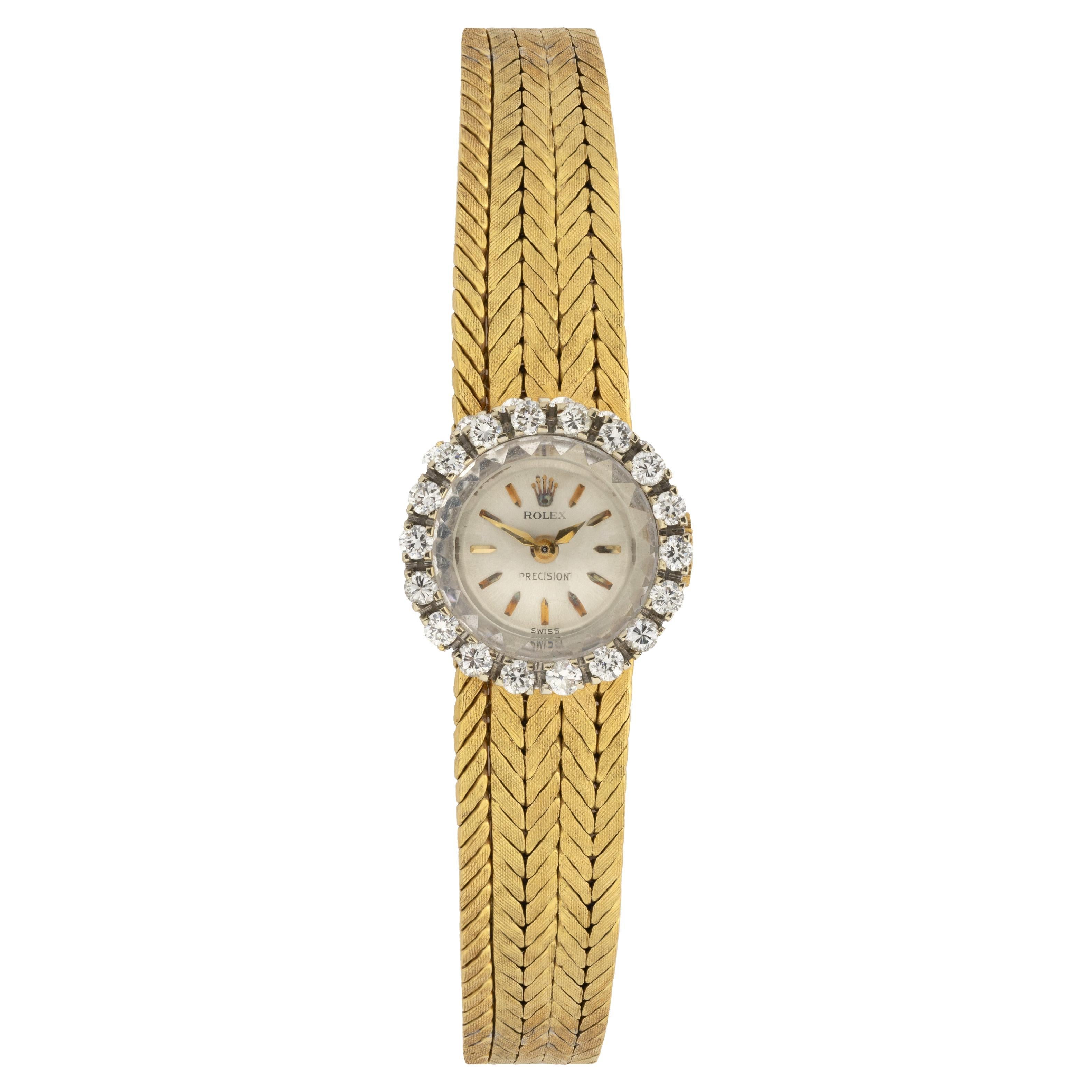 Vintage Rolex Precision Diamond Watch 18ct Gold
