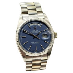 VINTAGE Rolex Präsident 1803 Mattes blaues Zifferblatt 18K Weißgold Box Papier