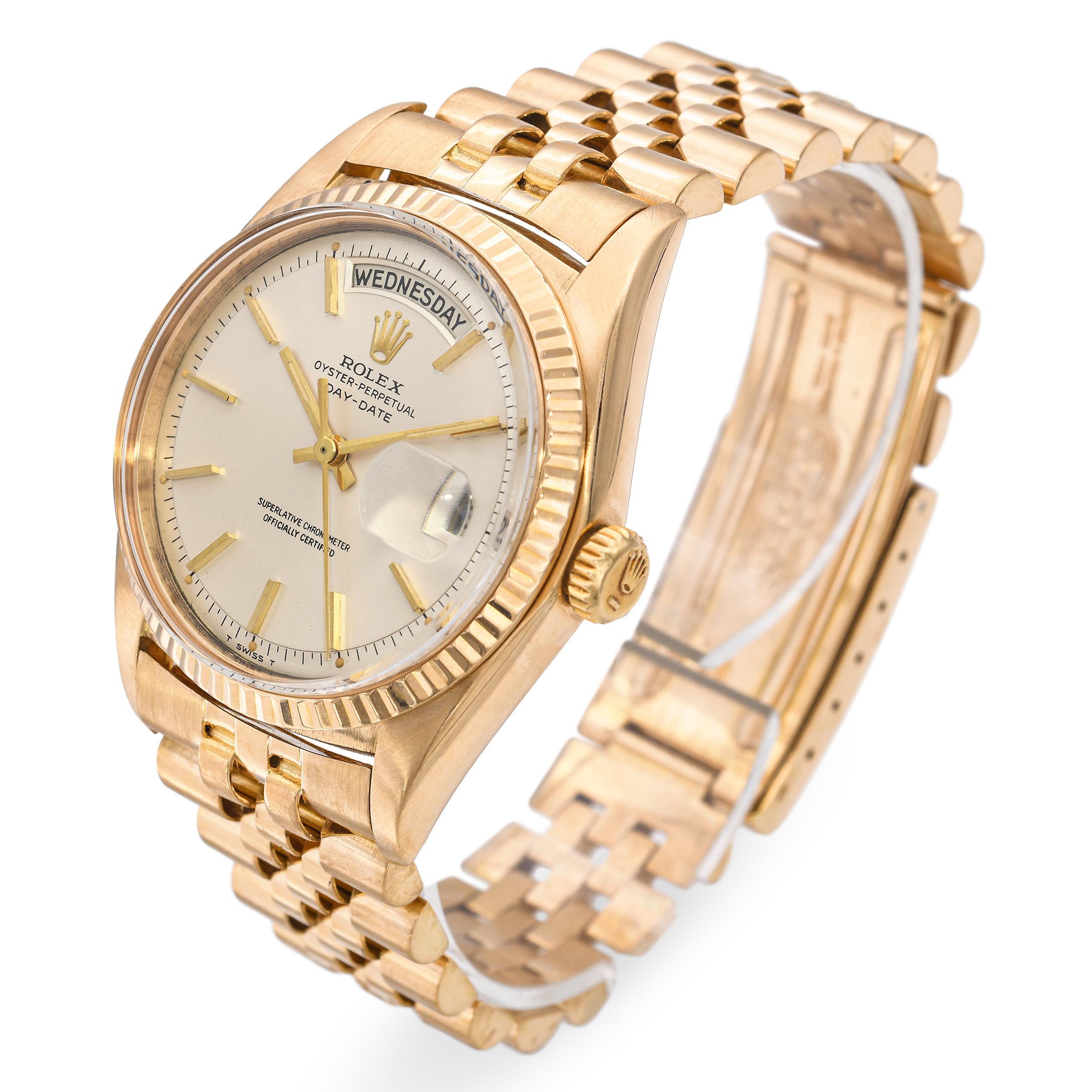 Vintage Rolex Präsident 18k Gelbgold Day-Date Herrenuhr Ref 1803 im Zustand „Gut“ im Angebot in New York, NY