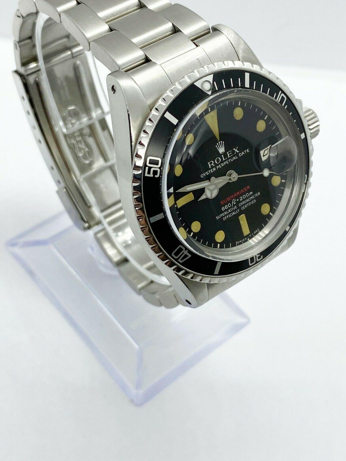 Rolex Roter Submariner 1680 aus Edelstahl, Service-Papier, 1971 Herren im Angebot