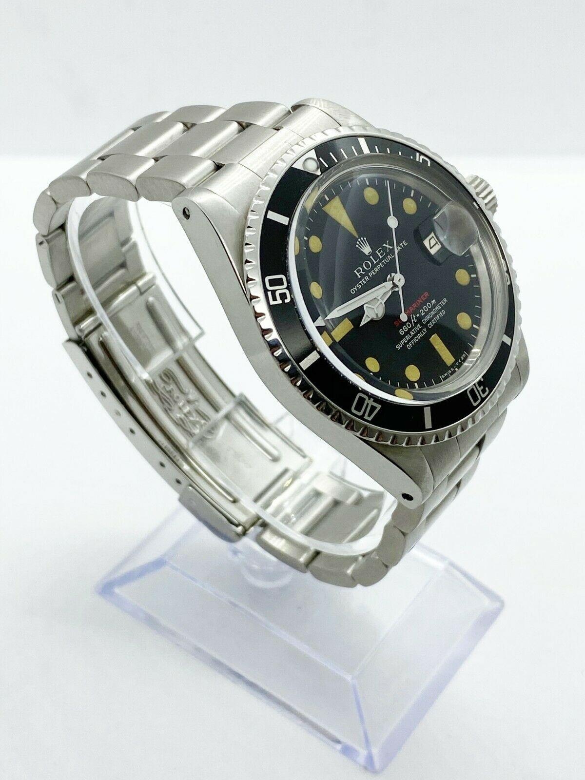 Vintage Rolex Red Submariner 1680 Stainless Steel Submariner Service Paper, 1971 For Sale 2